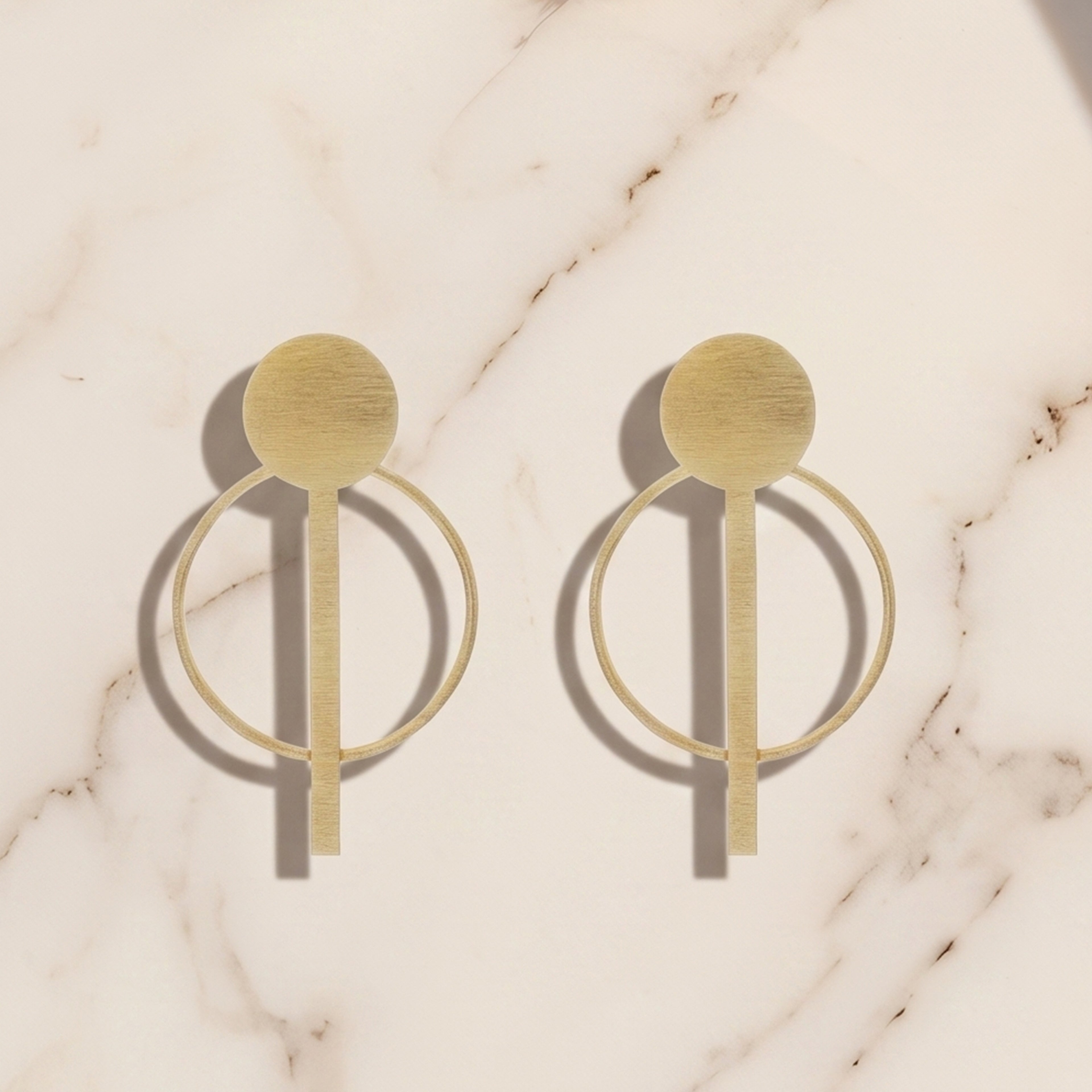 Modern Halo Bar Drop Stud Earrings