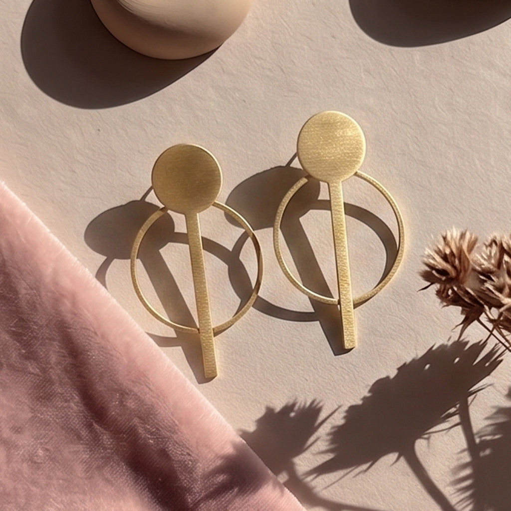 Modern Halo Bar Drop Stud Earrings