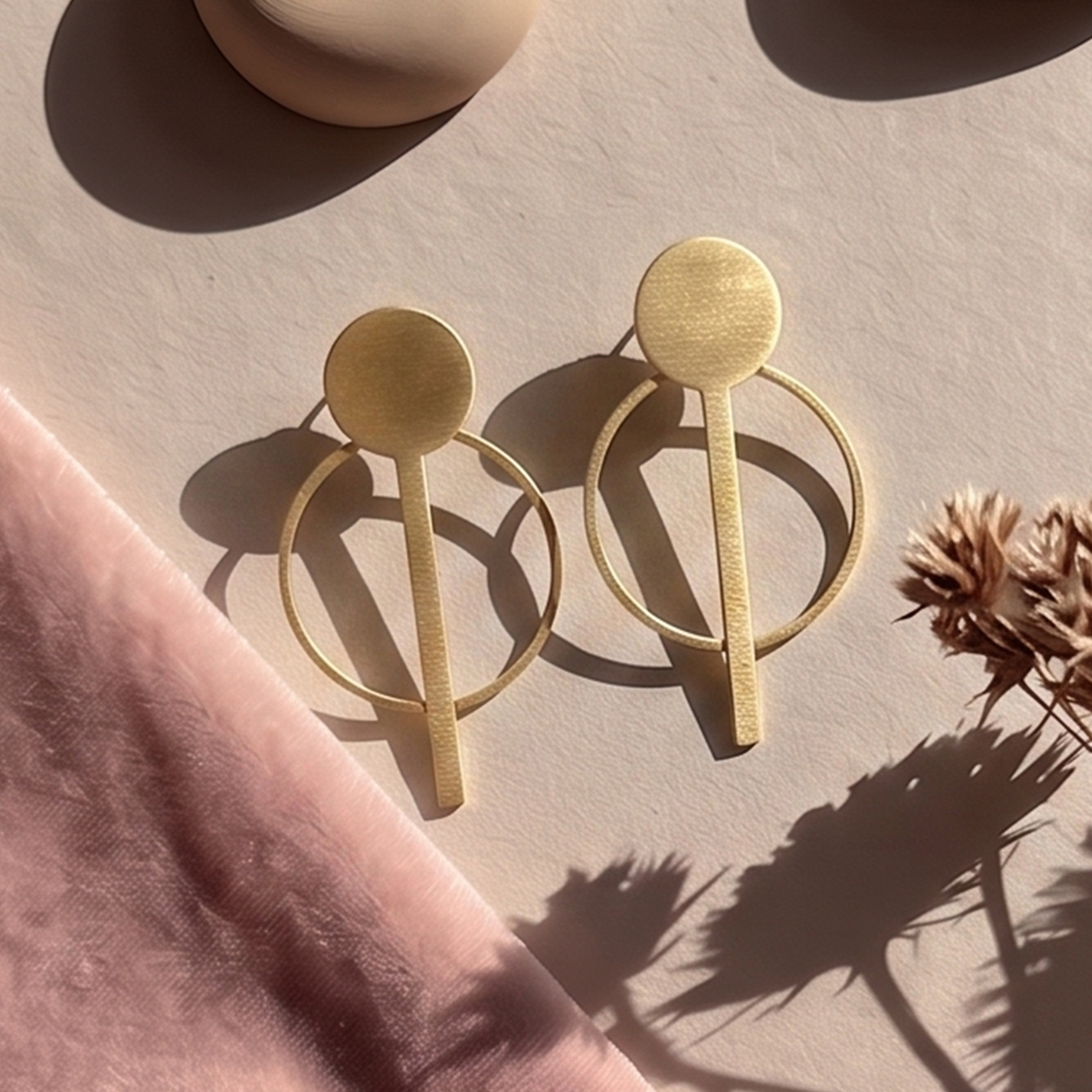 Modern Halo Bar Drop Stud Earrings