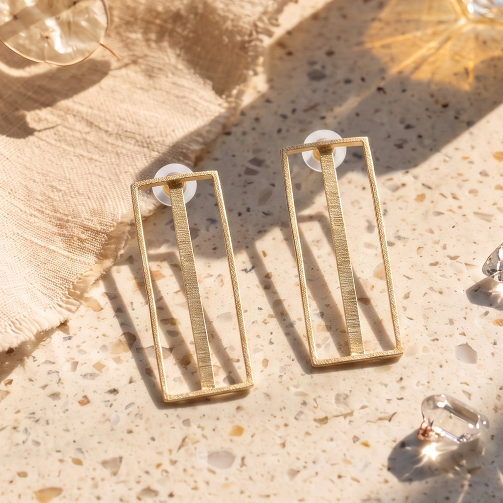 Modern Rectangle Drop Earrings
