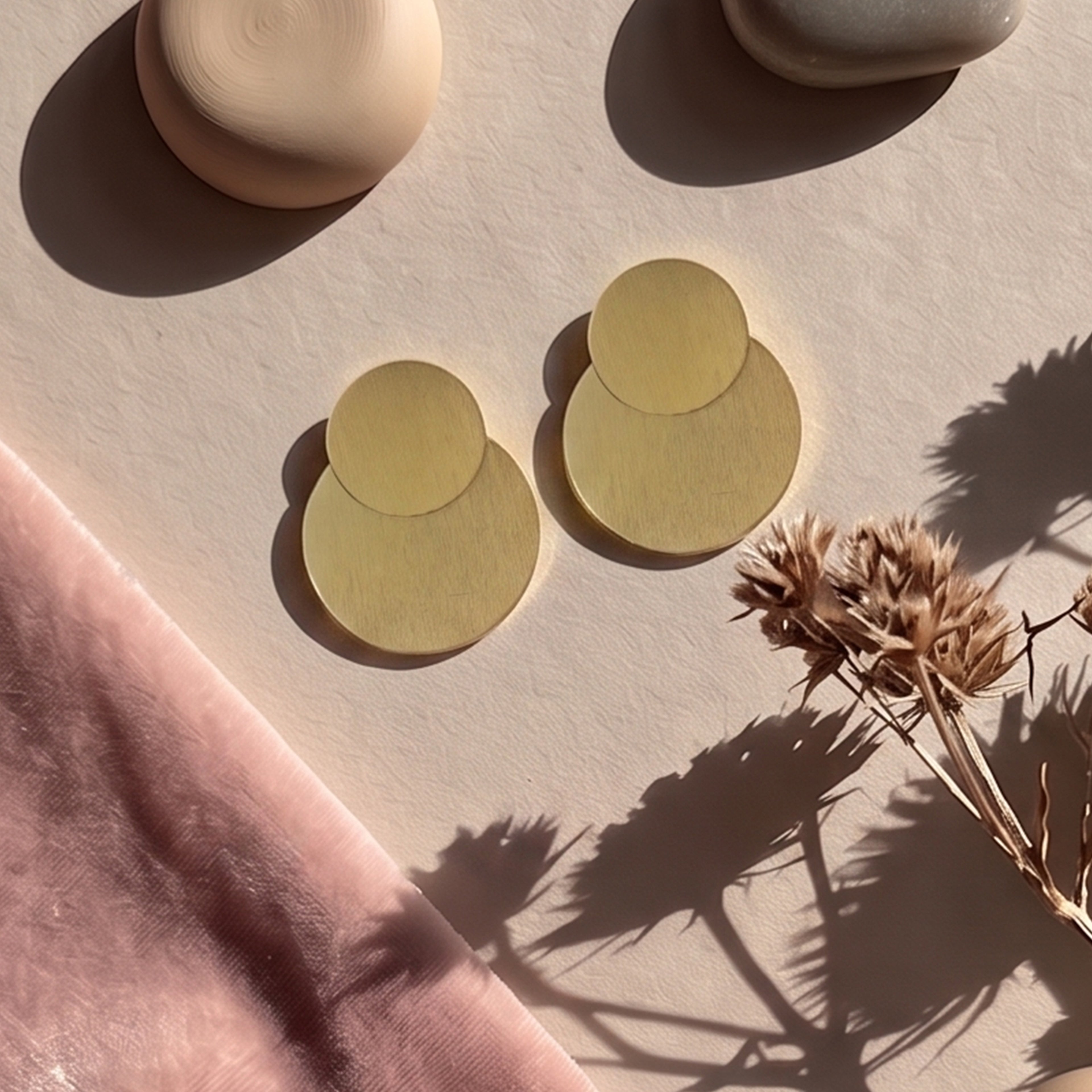 Brushed Double Disc Statement Earrings