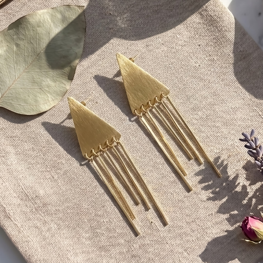 Geometric Triangle Fringe Statement Earrings