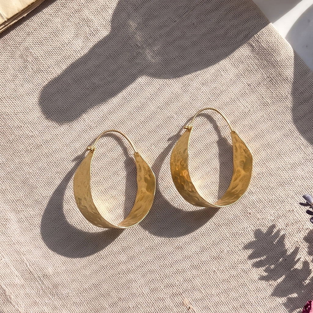 Luna Hammered Hoop Earrings