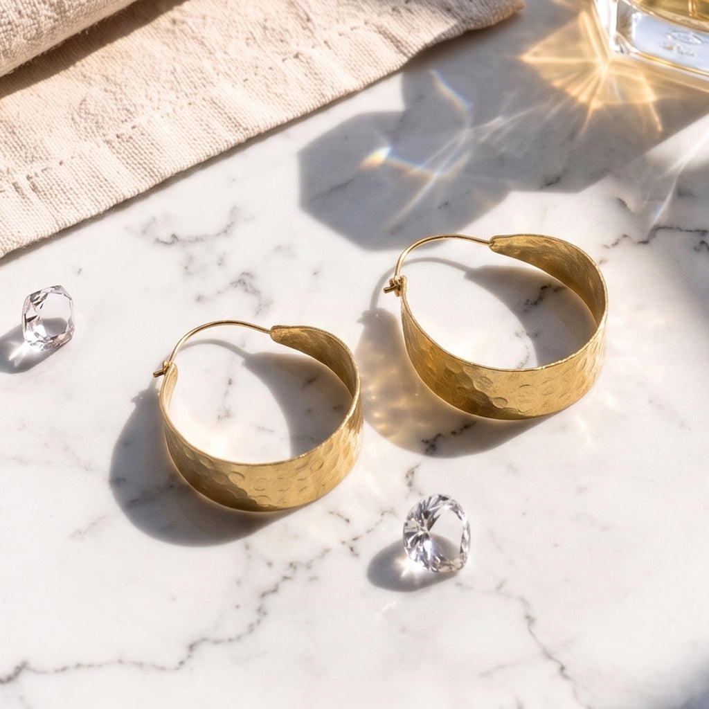 Luna Hammered Hoop Earrings