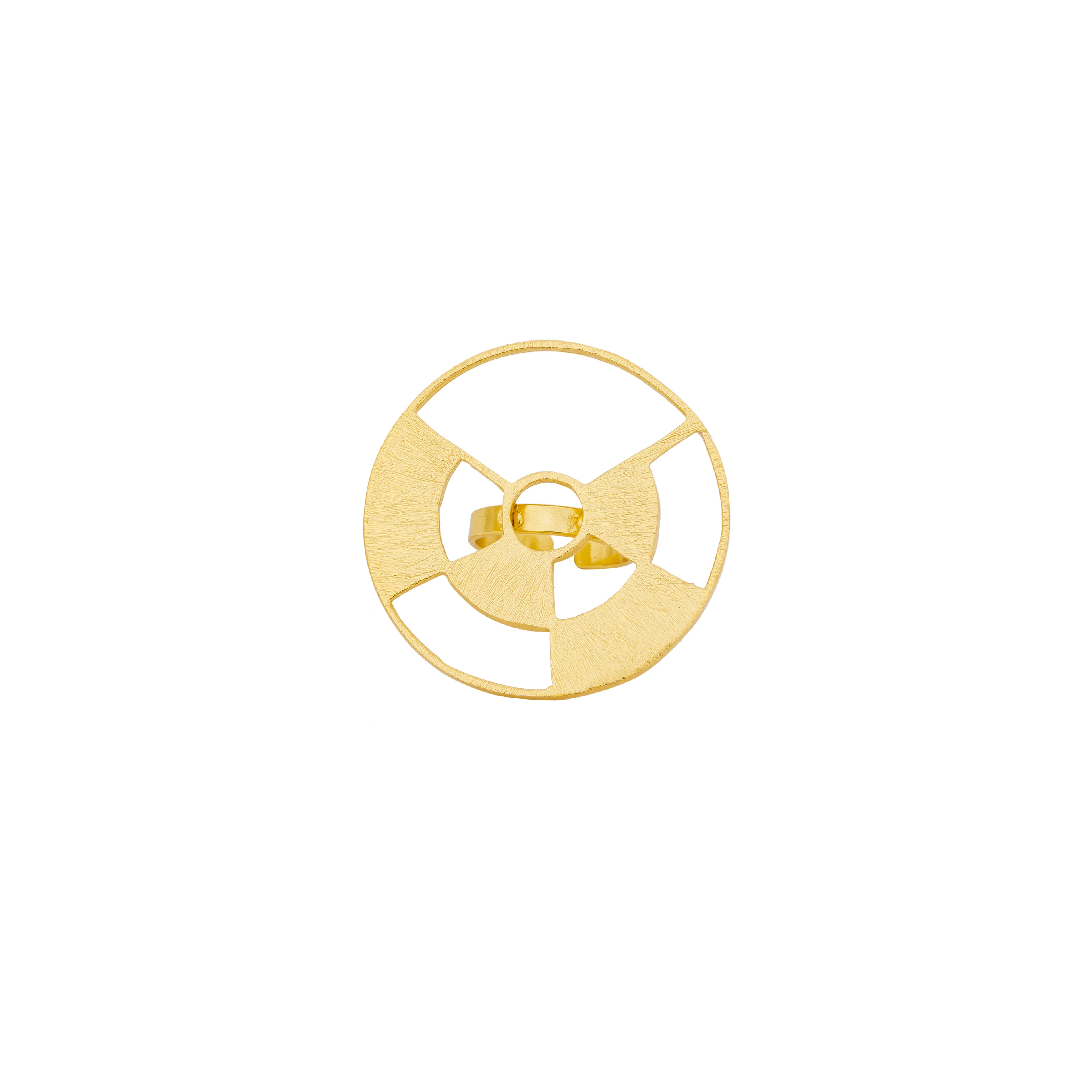Abstract Orbit Gold Statement Ring