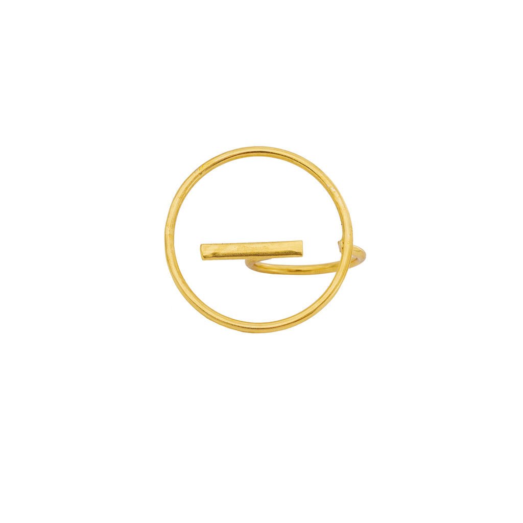 Minimalist Circle Bar Gold Statement Ring