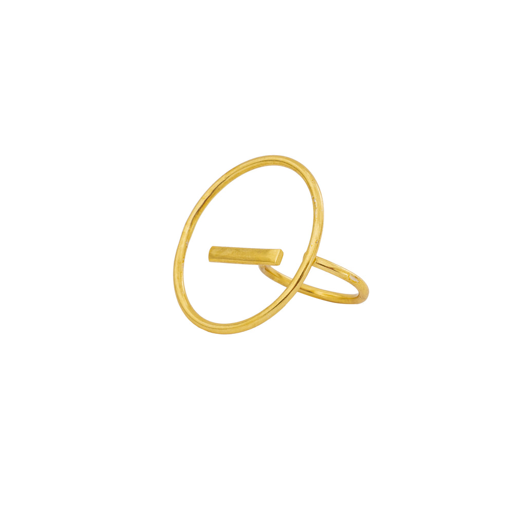 Minimalist Circle Bar Gold Statement Ring