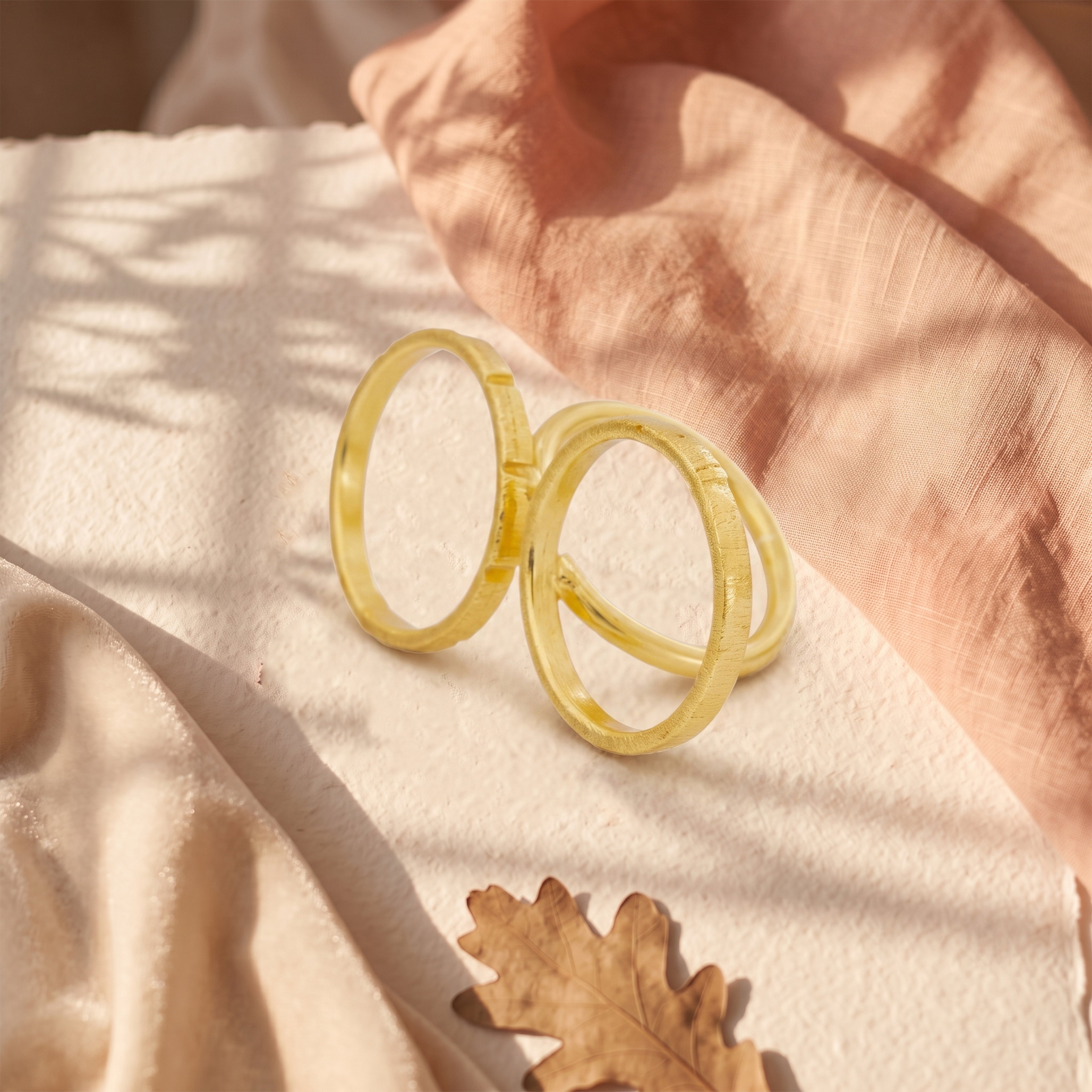 Twin Halo Gold Statement Ring