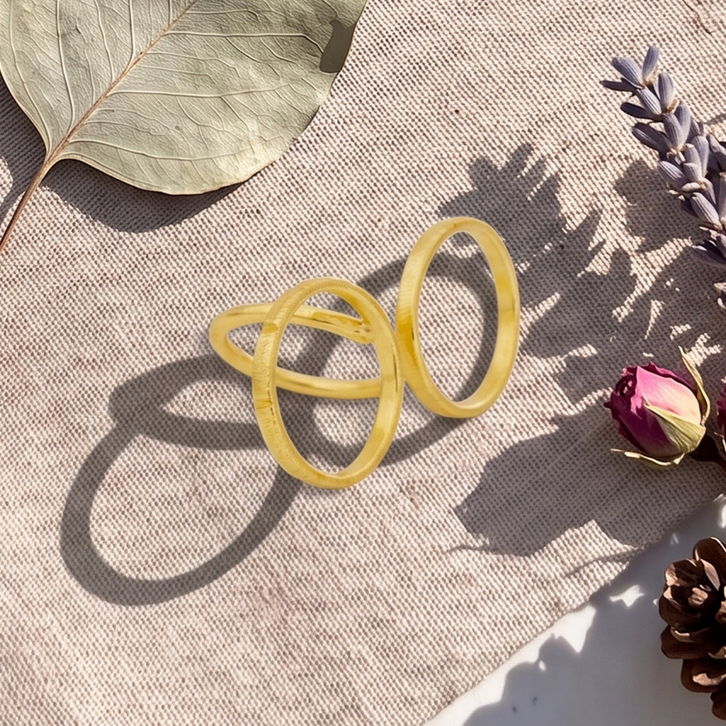 Twin Halo Gold Statement Ring
