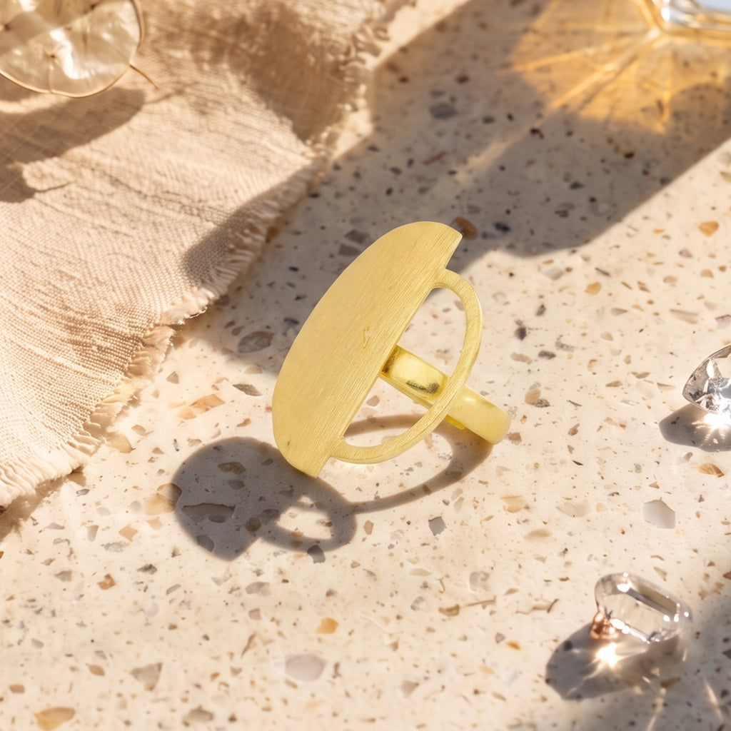 Luna Arc Gold Statement Ring