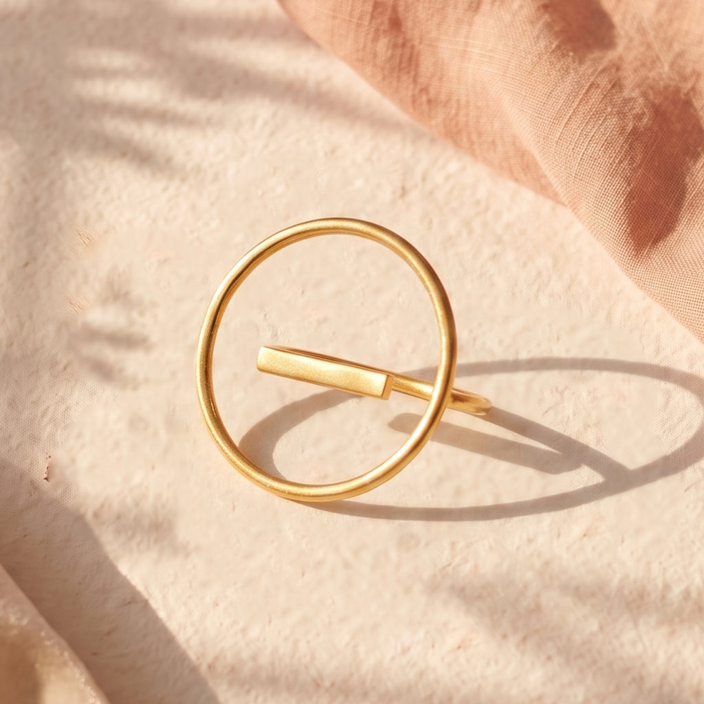 Minimalist Circle Bar Gold Statement Ring