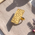 Textured Gold Rectangular Statement Ring