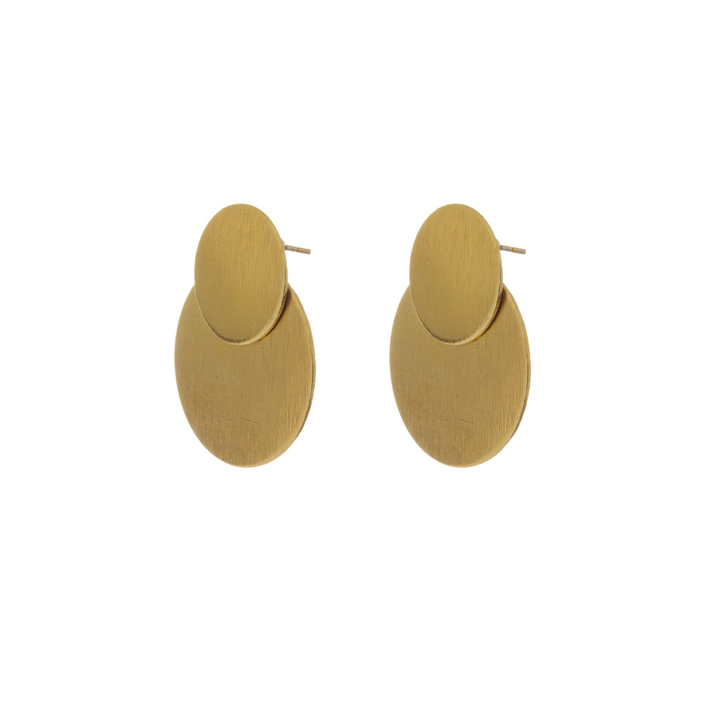 Brushed Double Disc Statement Earrings