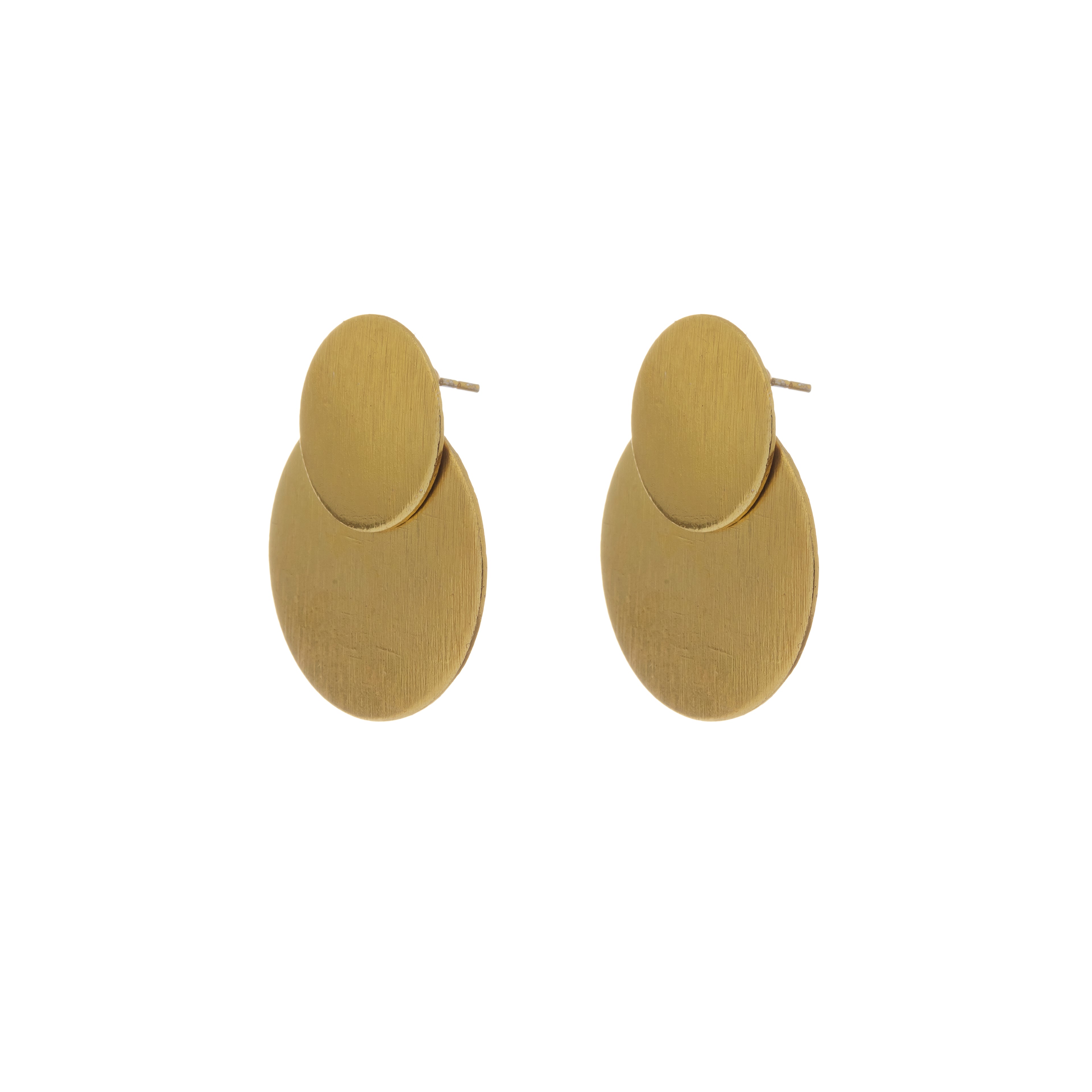 Brushed Double Disc Statement Earrings