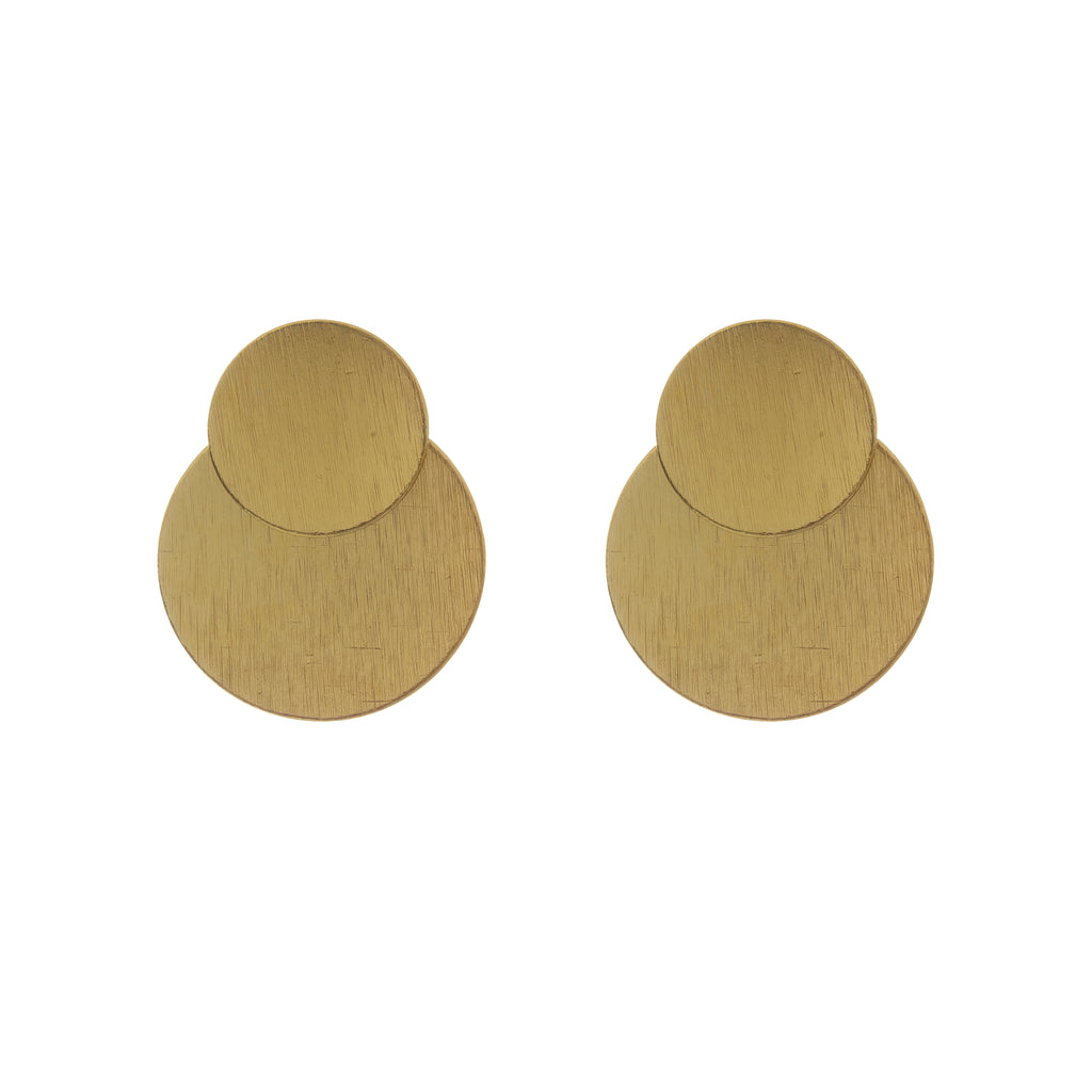 Brushed Double Disc Statement Earrings