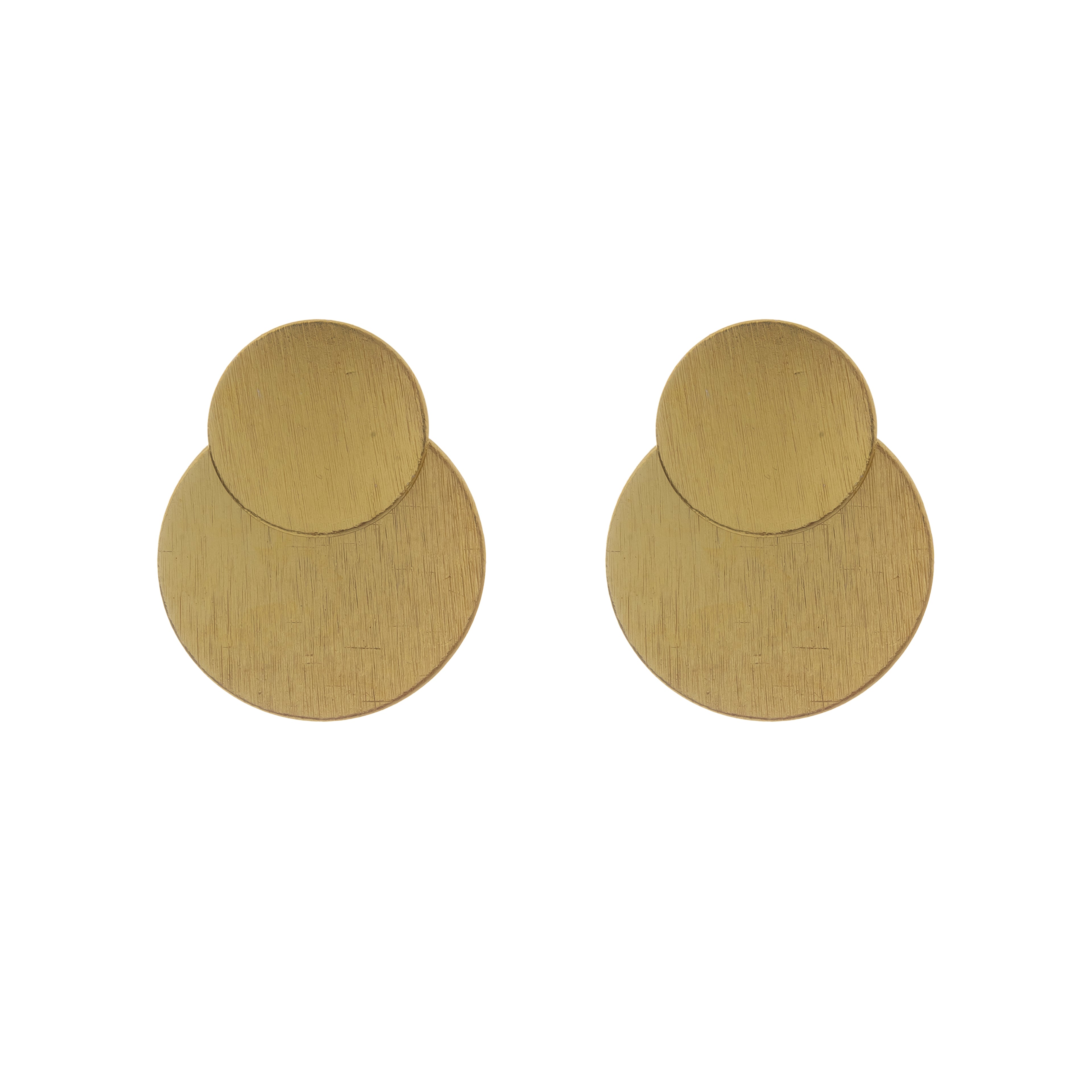 Brushed Double Disc Statement Earrings