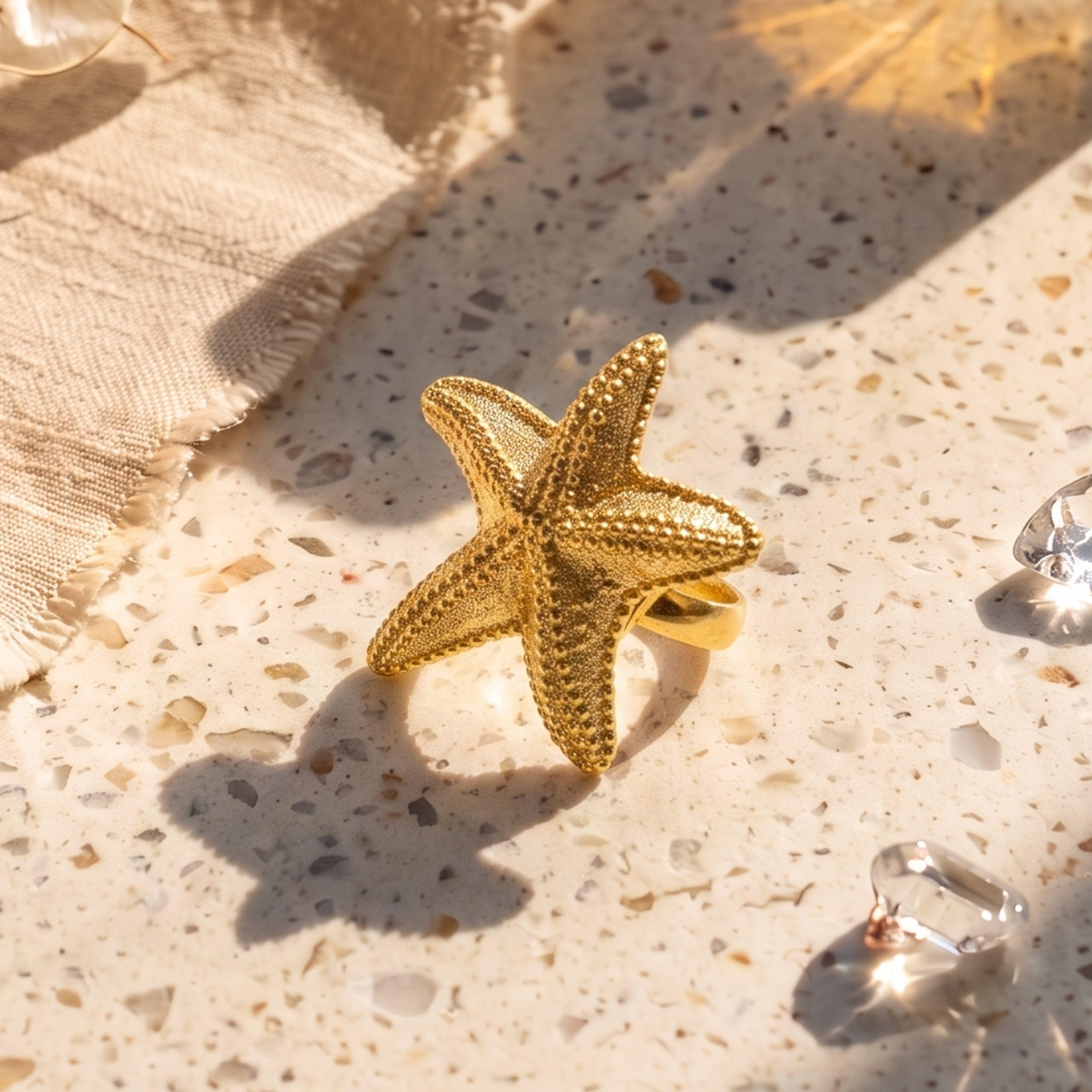 Ocean Starfish Adjustable Statement Ring