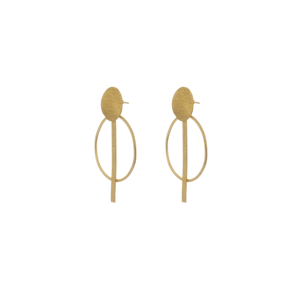 Modern Halo Bar Drop Stud Earrings