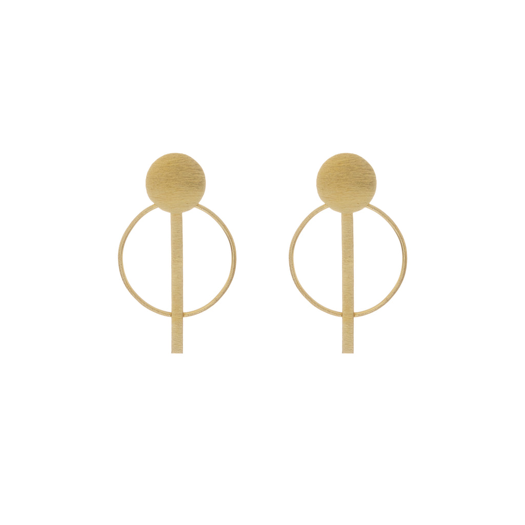 Modern Halo Bar Drop Stud Earrings