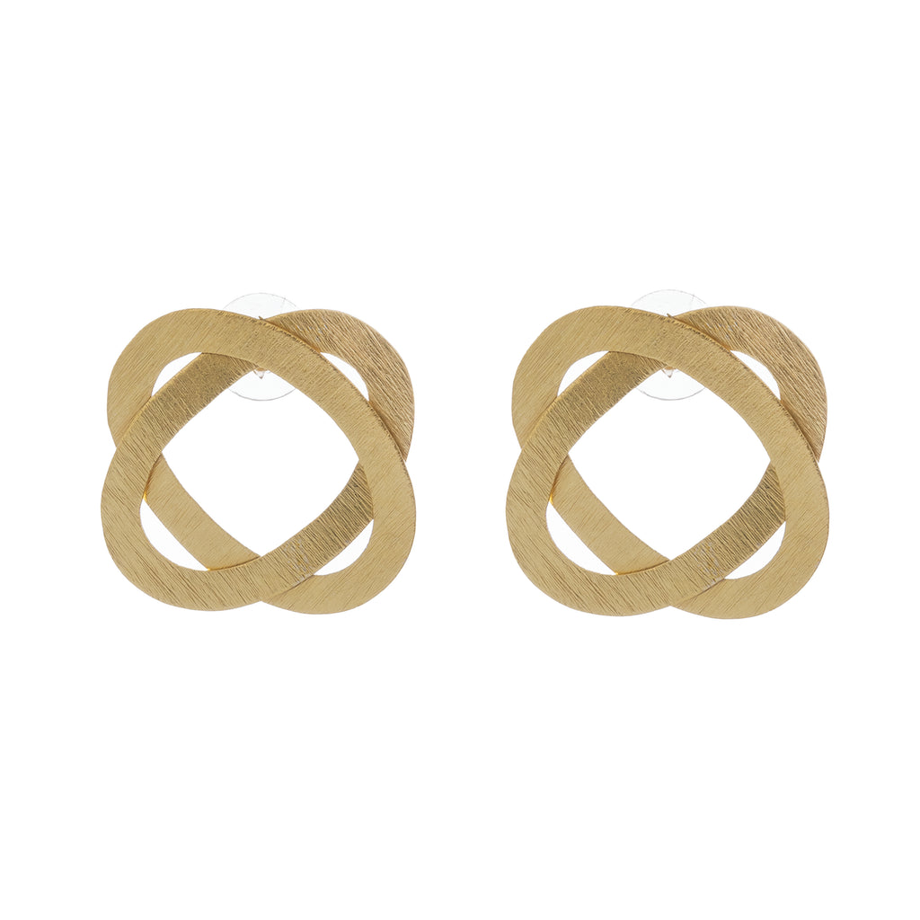 Interwoven Gold Statement Stud Earrings