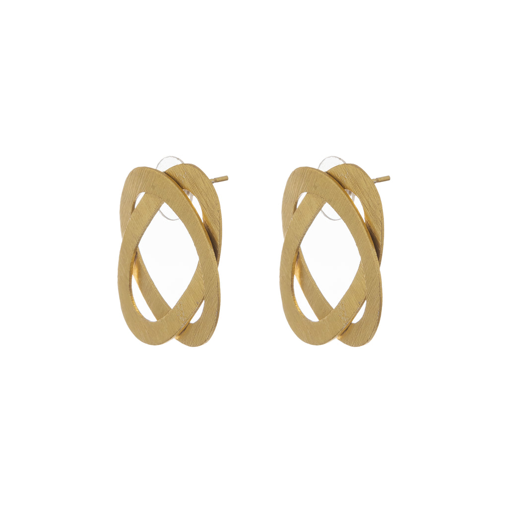 Interwoven Gold Statement Stud Earrings