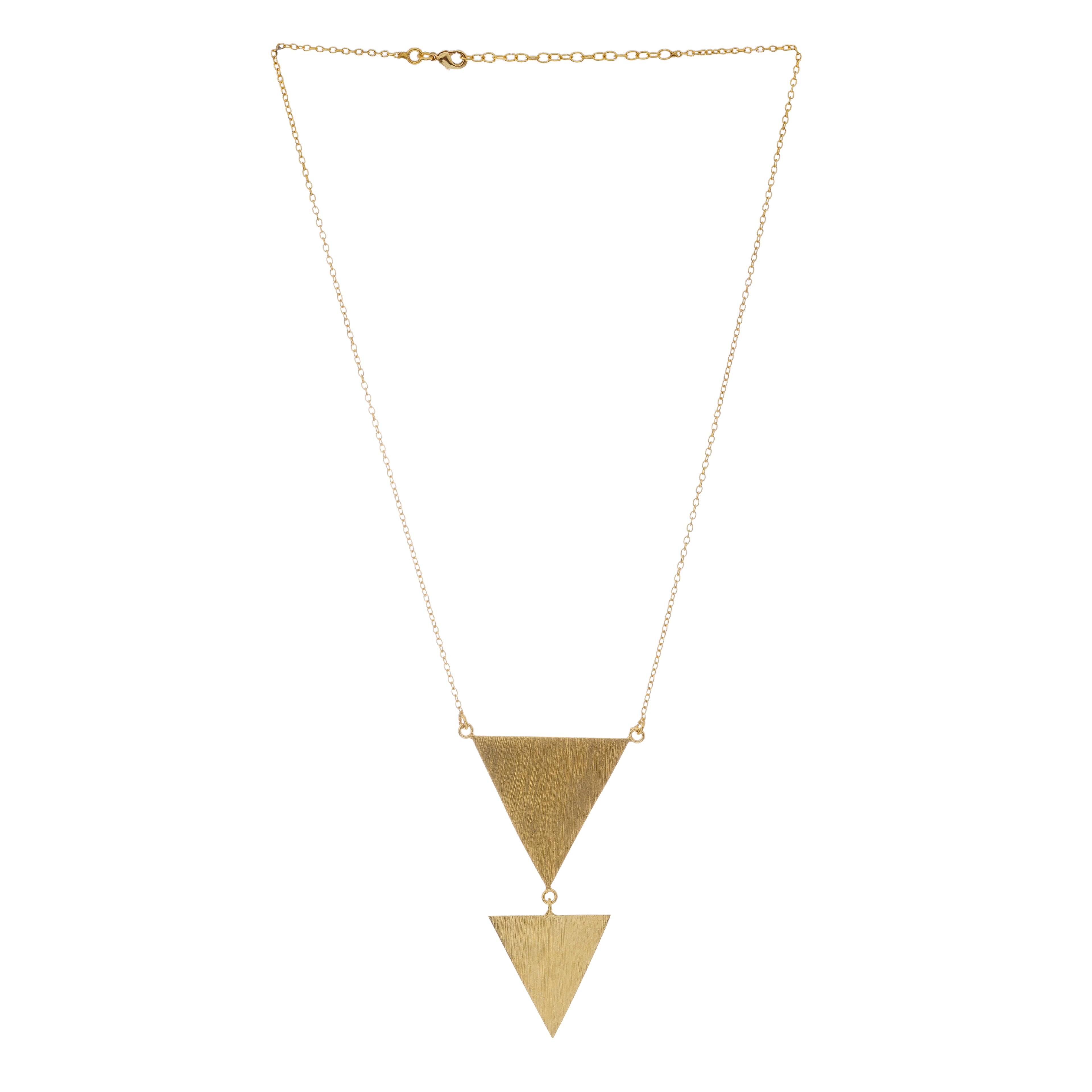 Dual Triangle Pendant Necklace | Matte Gold Finish