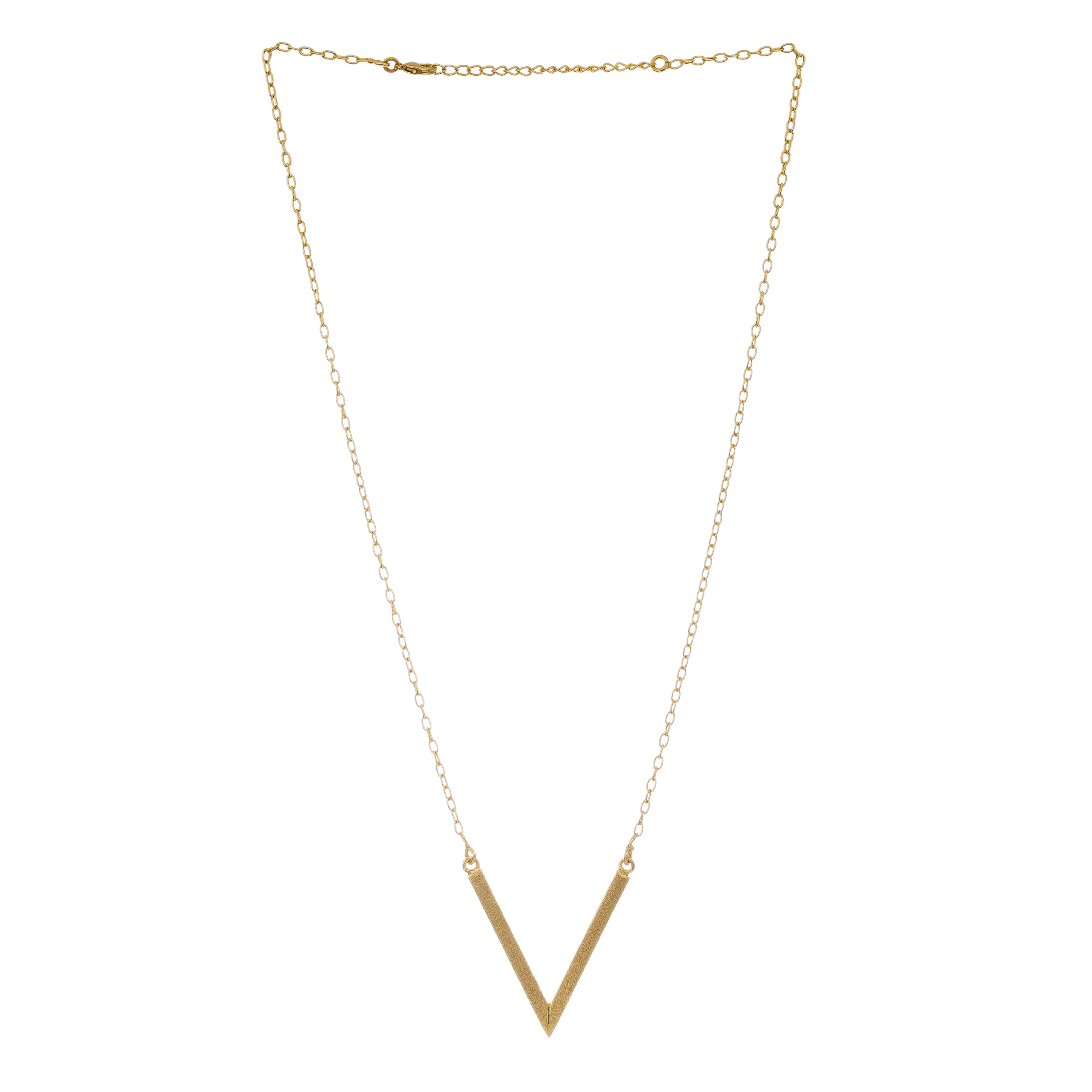 Minimalist V Bar Pendant Necklace | Matte Gold Finish