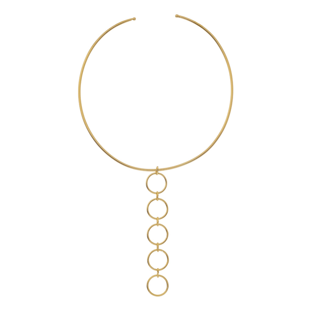 Infinity Circle Drop Collar Necklace | Gold Finish