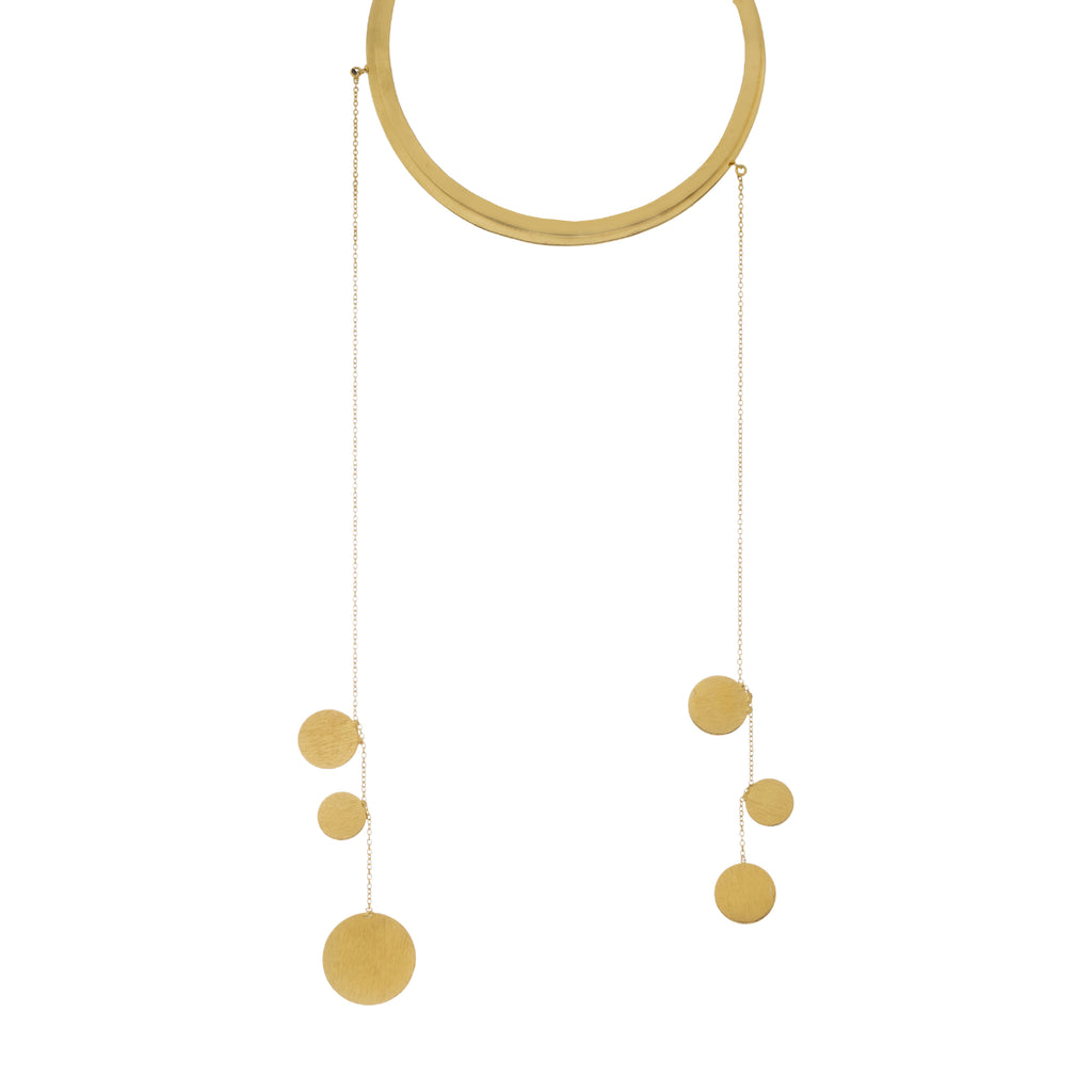 Celestial Disc Statement Necklace | Matte Gold Finish