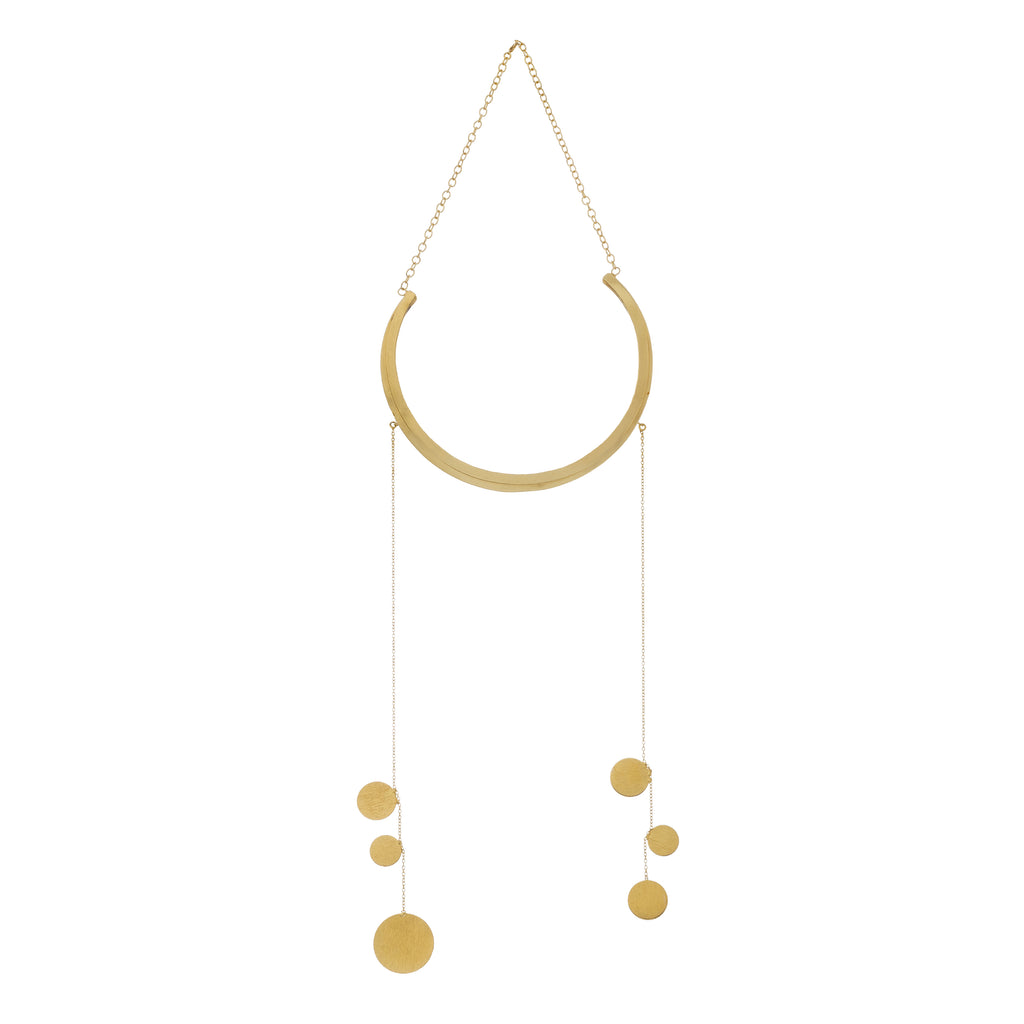 Celestial Disc Statement Necklace | Matte Gold Finish