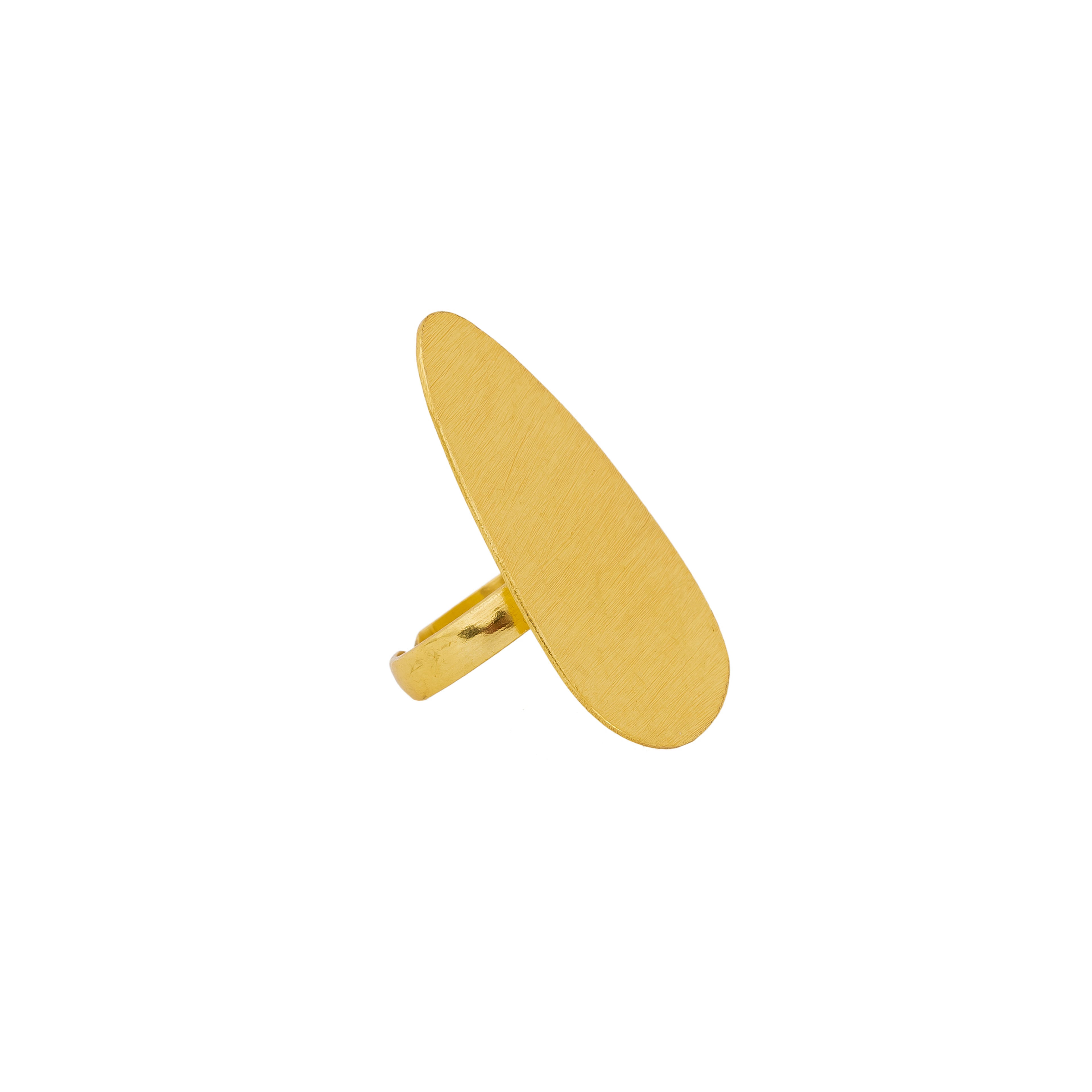 Brushed Gold Oval Adjustable Statement Ring