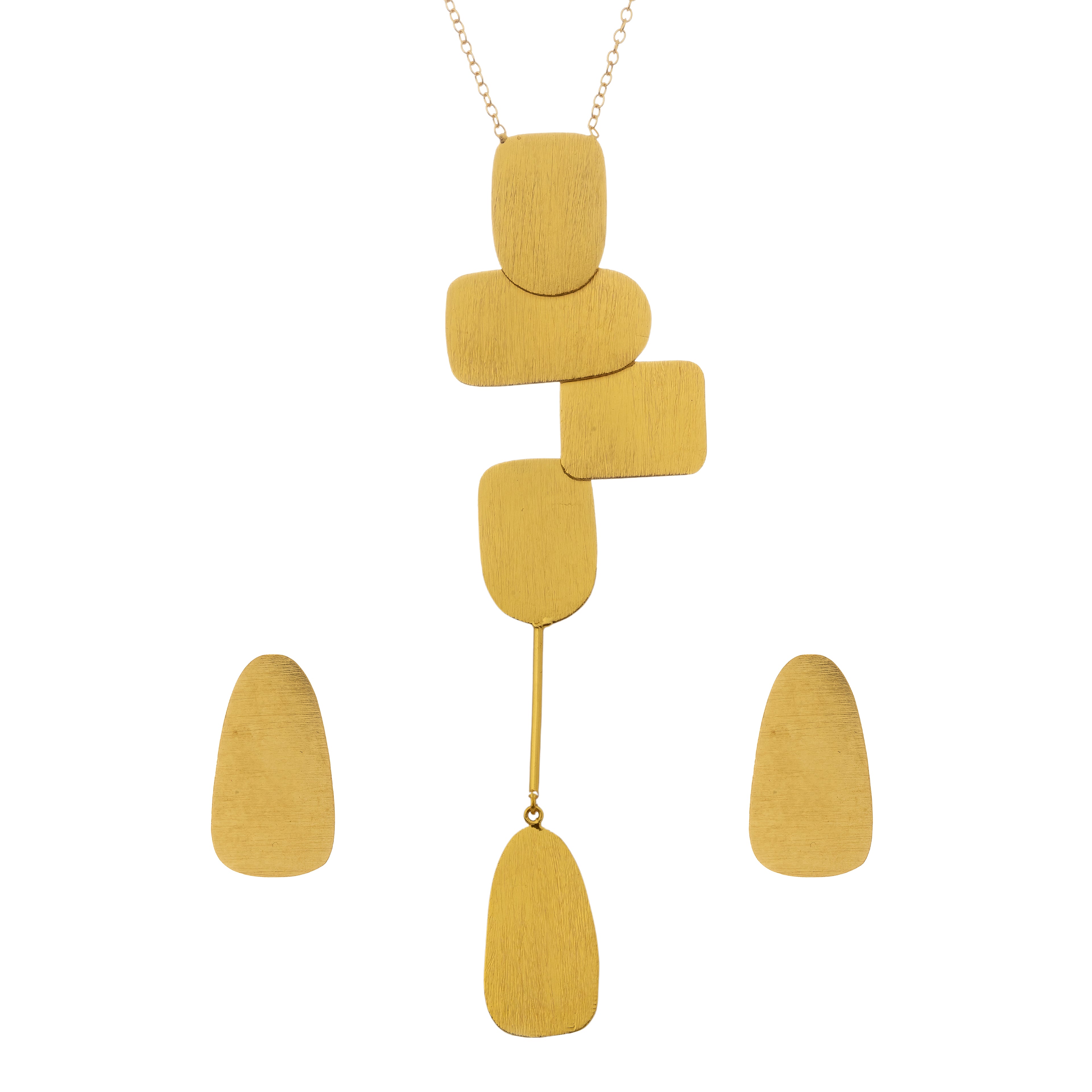 Contemporary Geometric Pendant Necklace Set