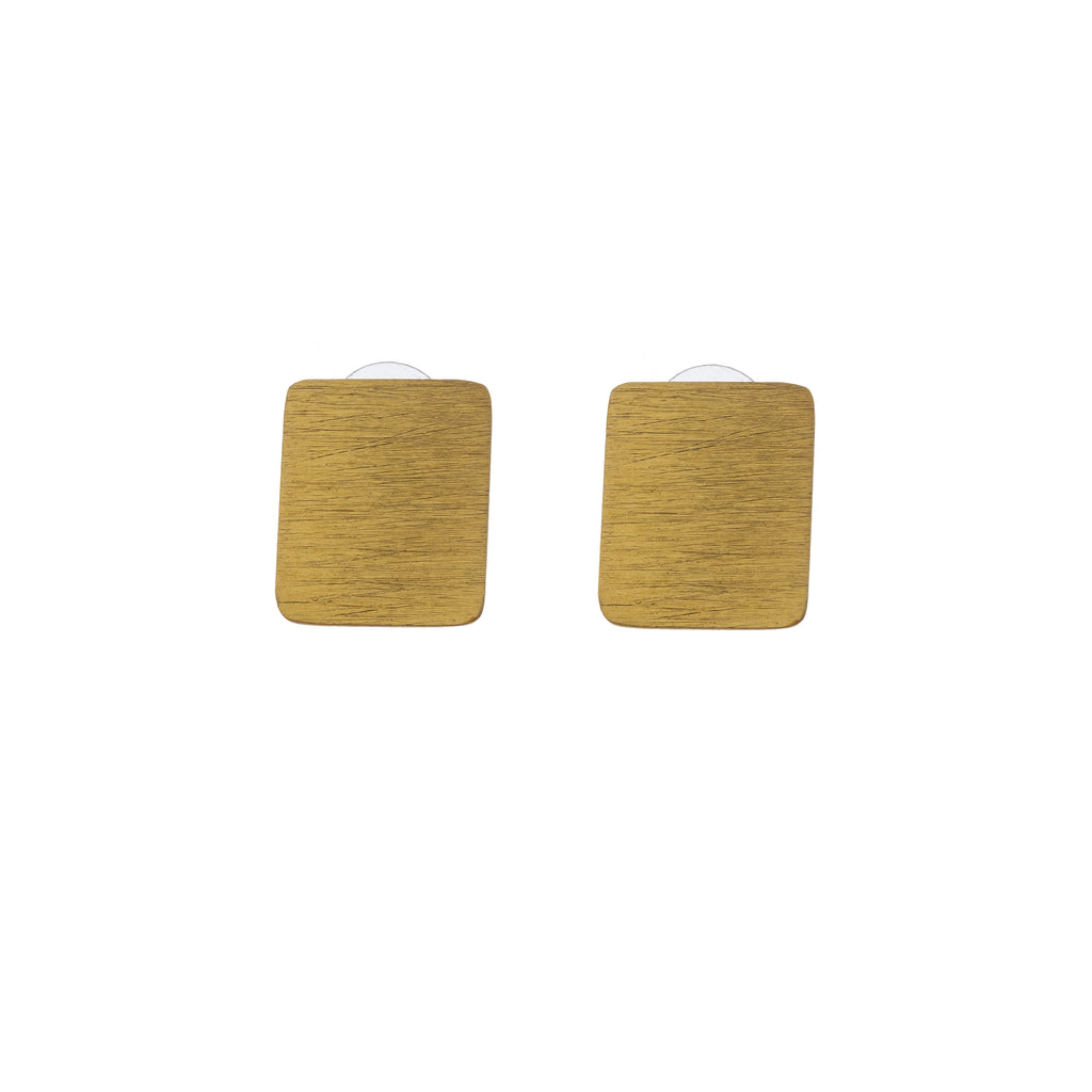 Modern Brushed Gold Rectangle Statement Necklace Set