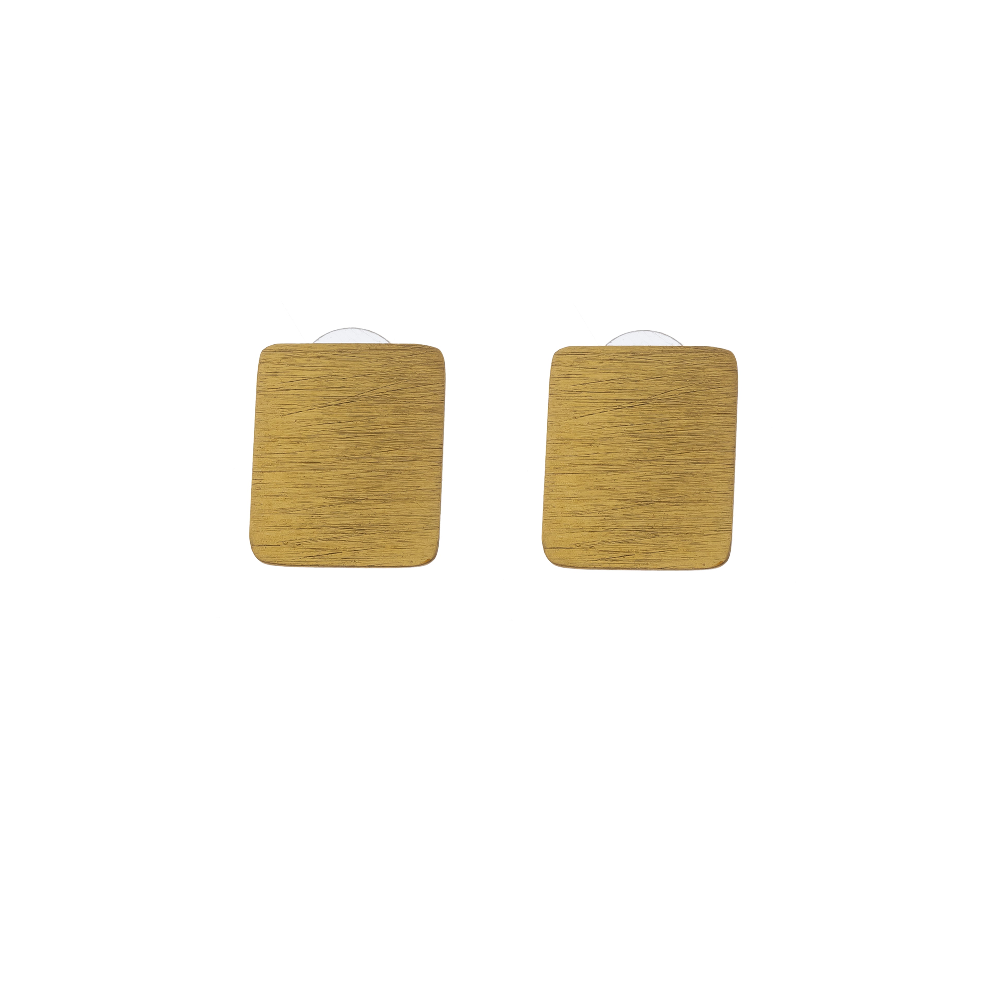 Modern Brushed Gold Rectangle Statement Necklace Set