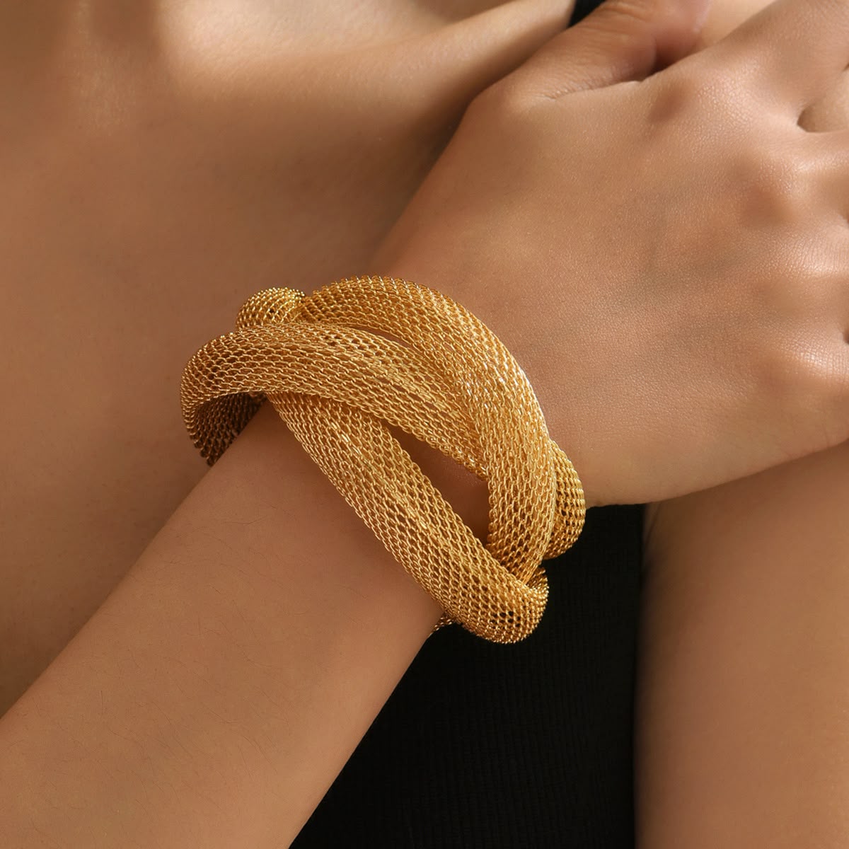 Sculpted Mesh Cuff Bracelet