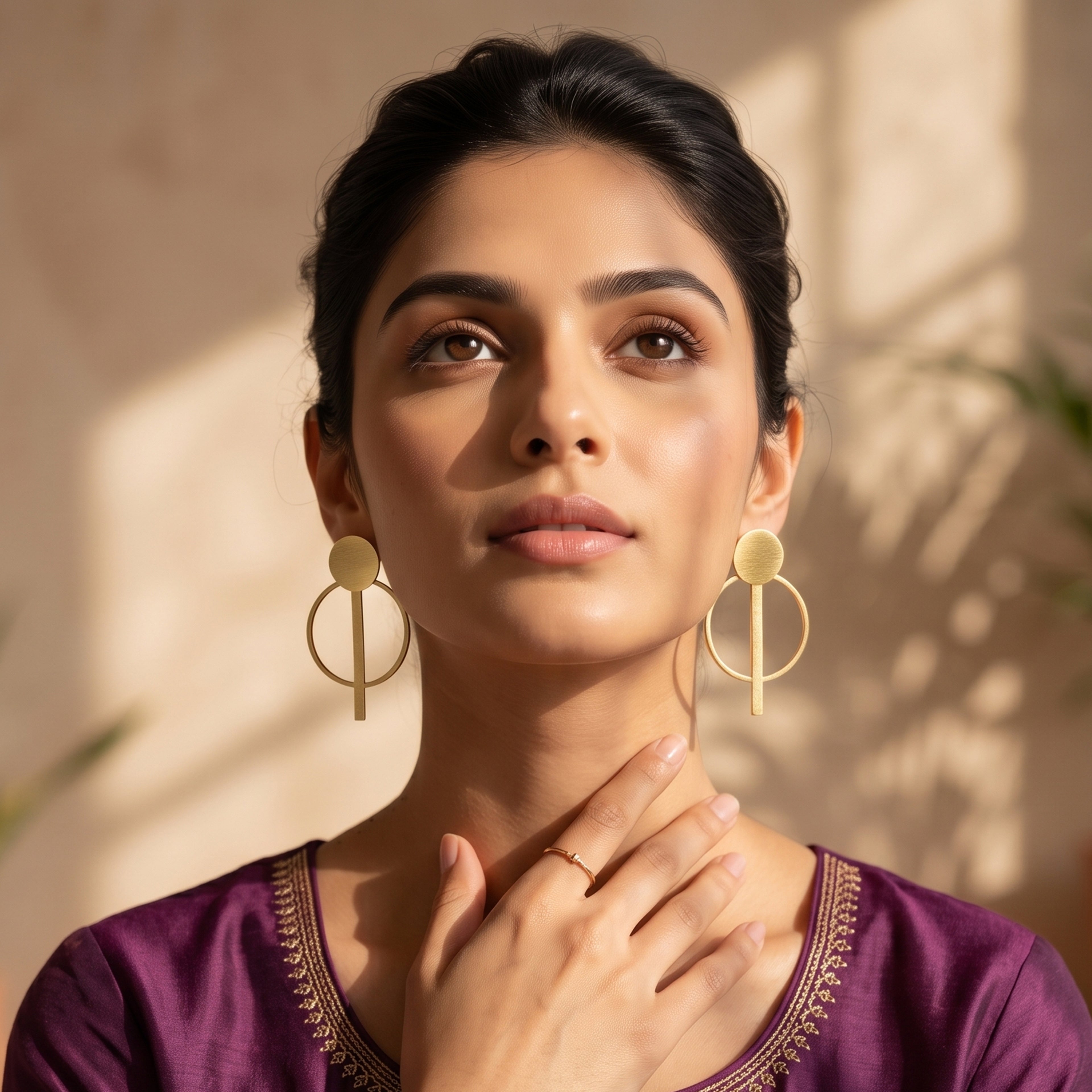 Modern Halo Bar Drop Stud Earrings