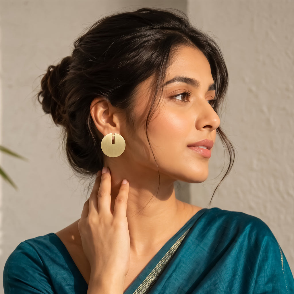 Brushed Disc Statement Earrings