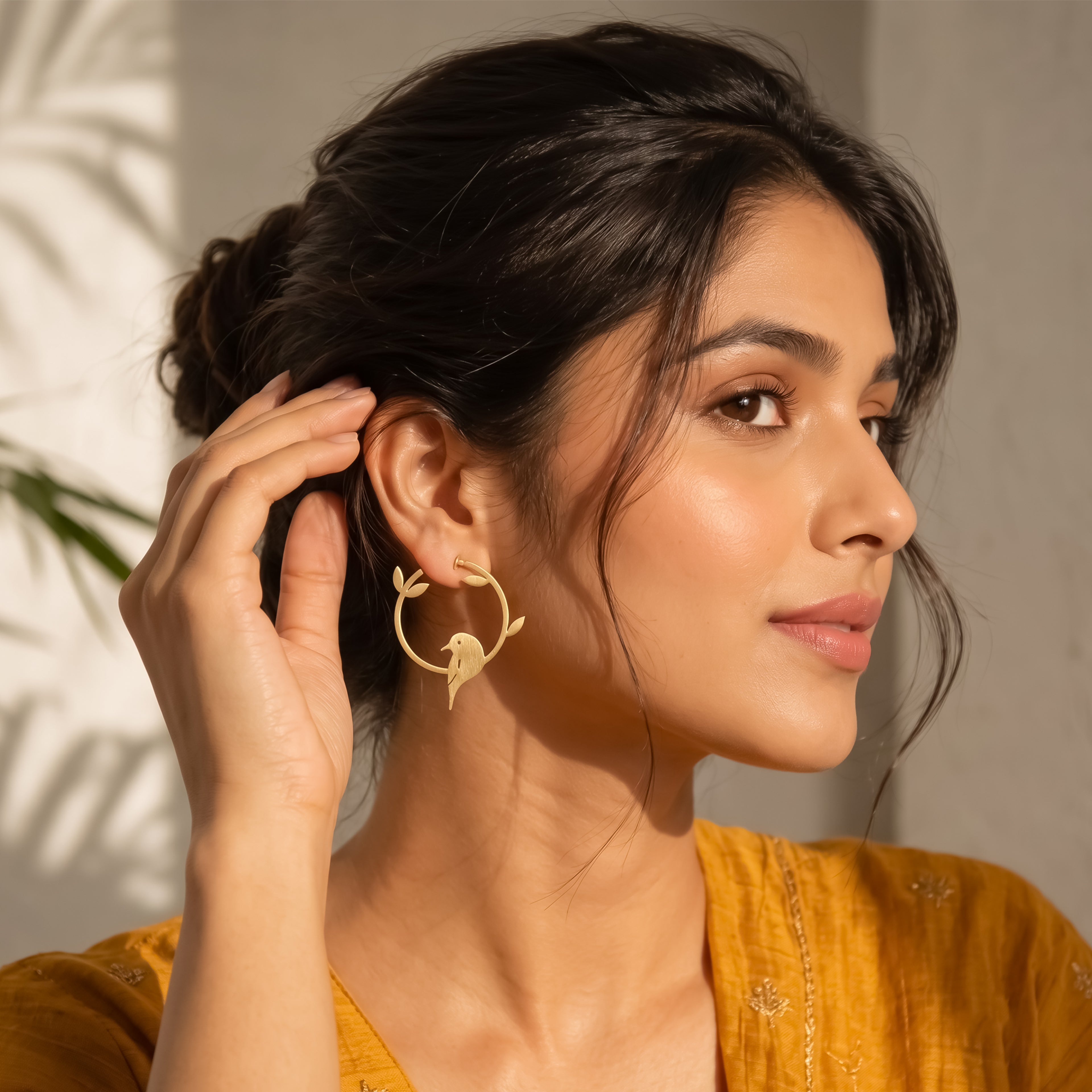 Nature's Perch Bird Hoop Earrings