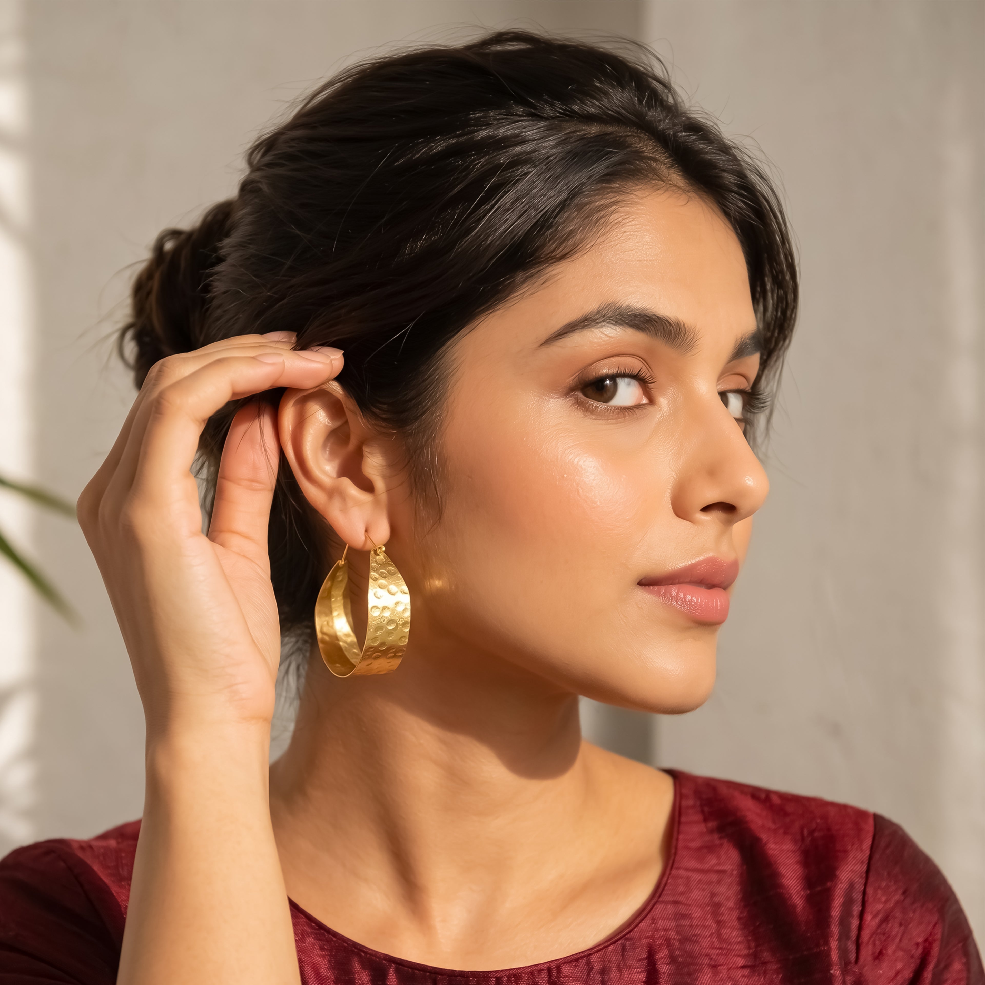 Luna Hammered Hoop Earrings