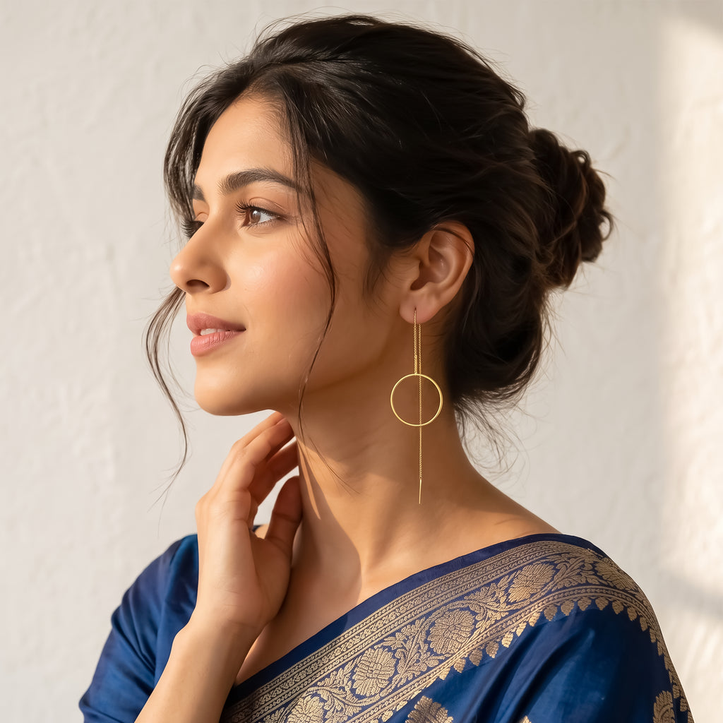 Celeste Circle Threader Earrings