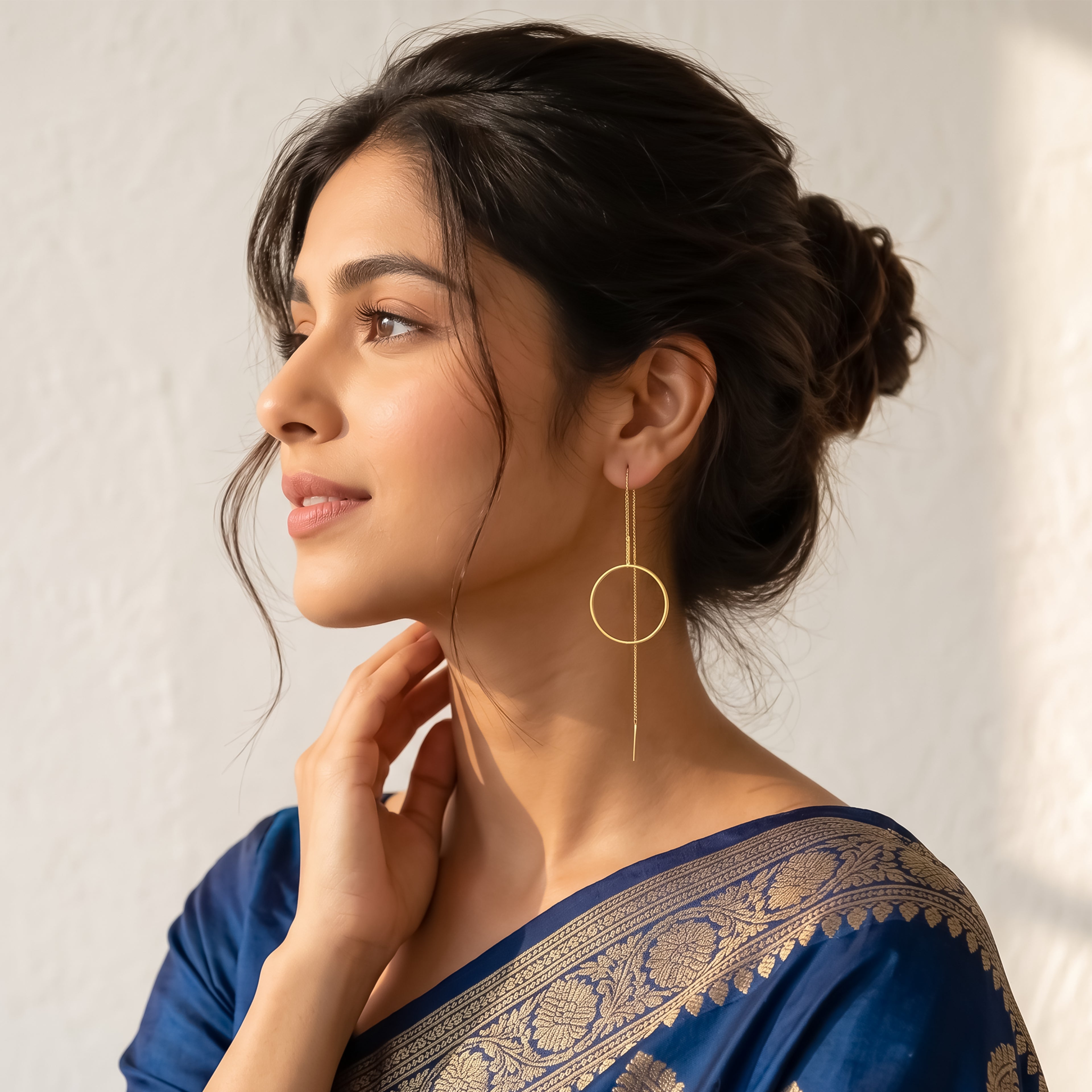 Celeste Circle Threader Earrings