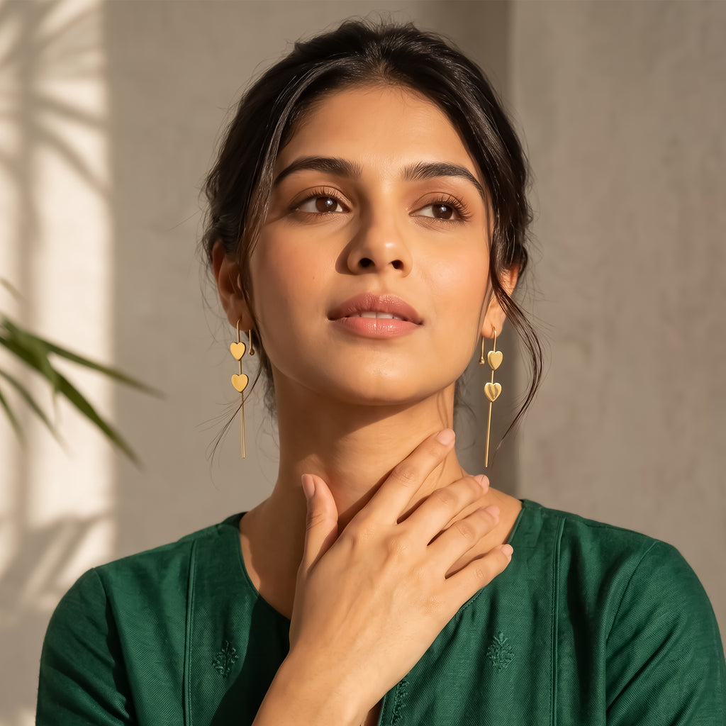 Amour Heart Threader Earrings