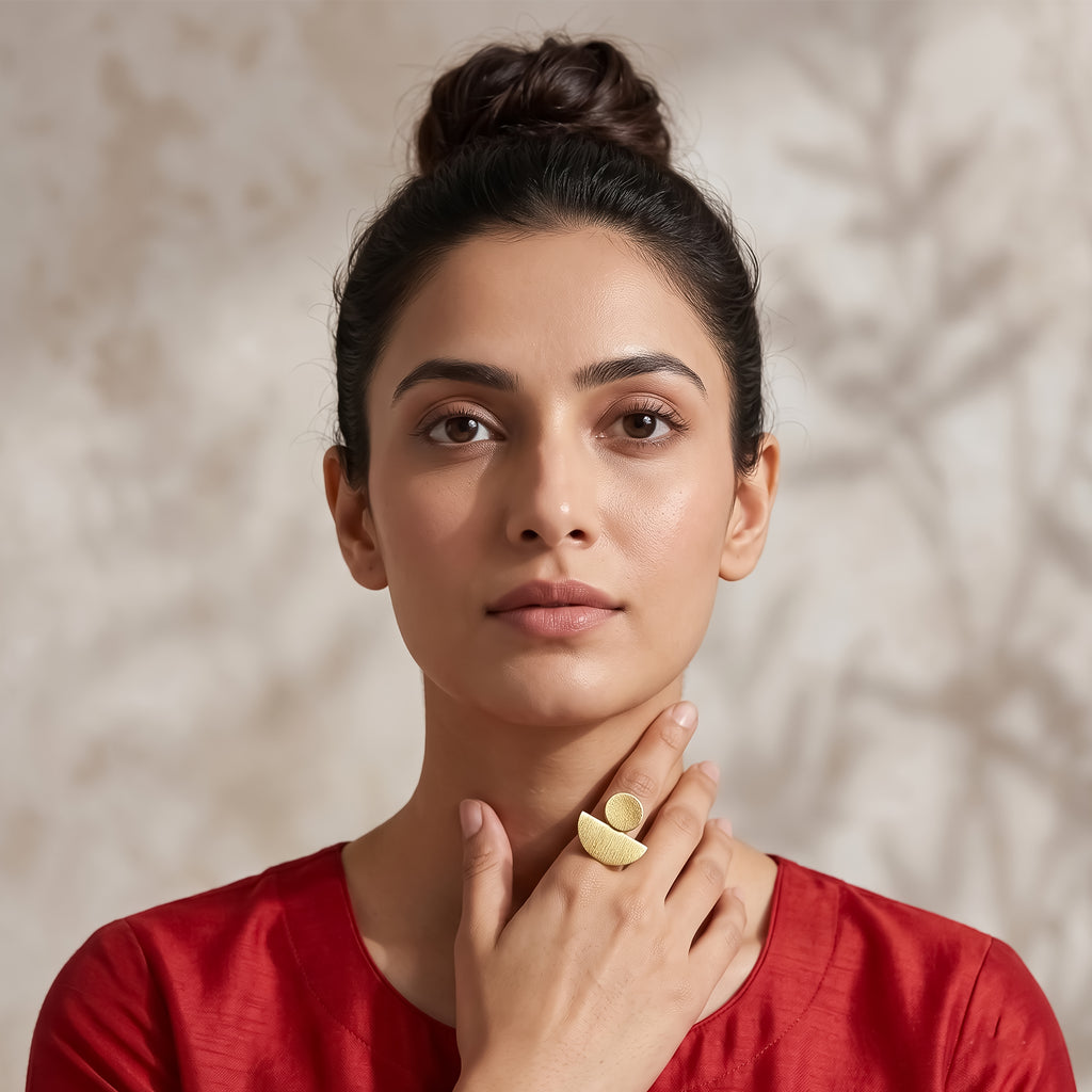 Celestial Arc Gold Statement Ring