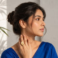 Celestial Crescent Moon Adjustable Statement Ring