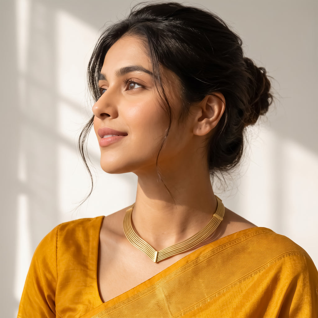 Auric V Collar Statement Necklace | Gold Finish