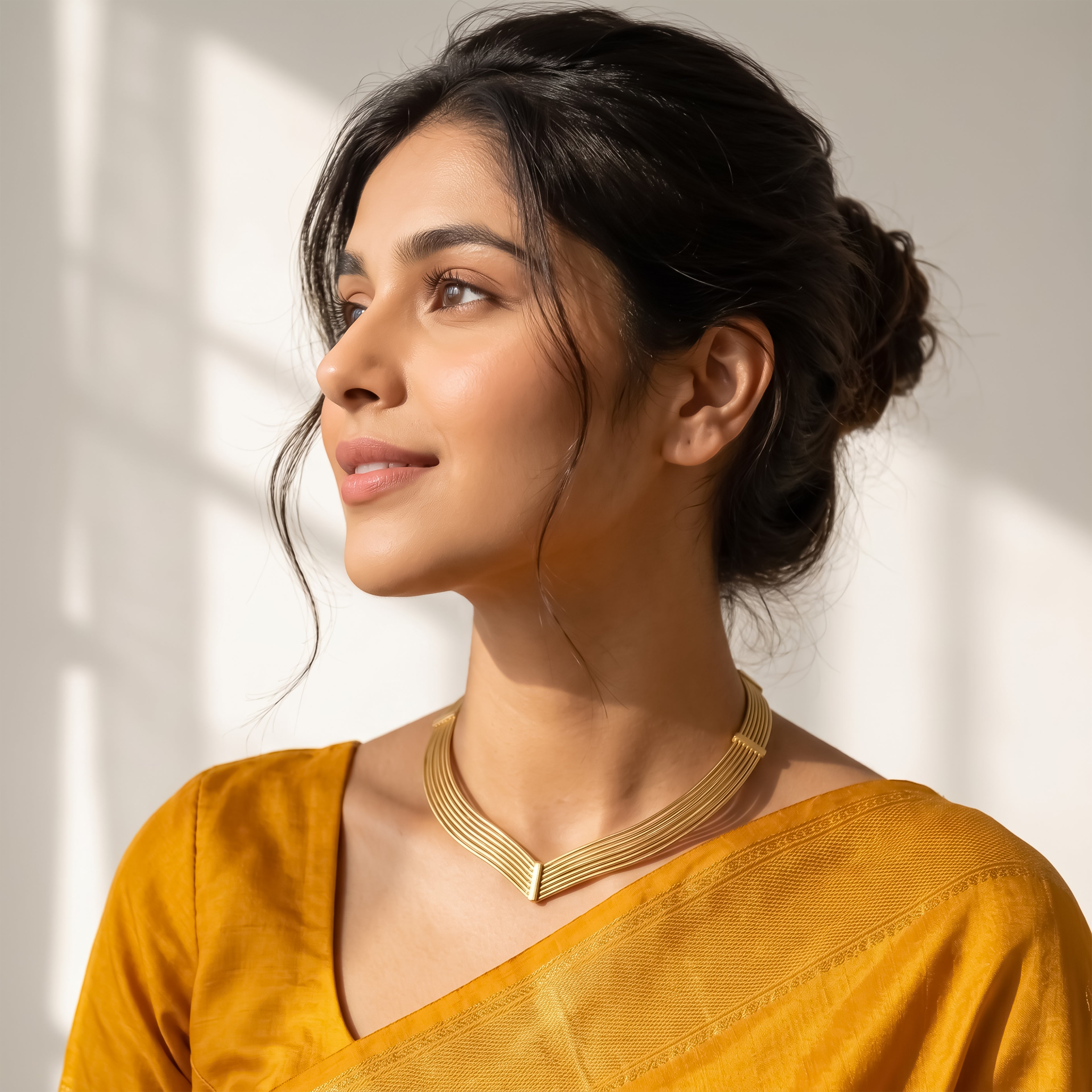 Auric V Collar Statement Necklace | Gold Finish