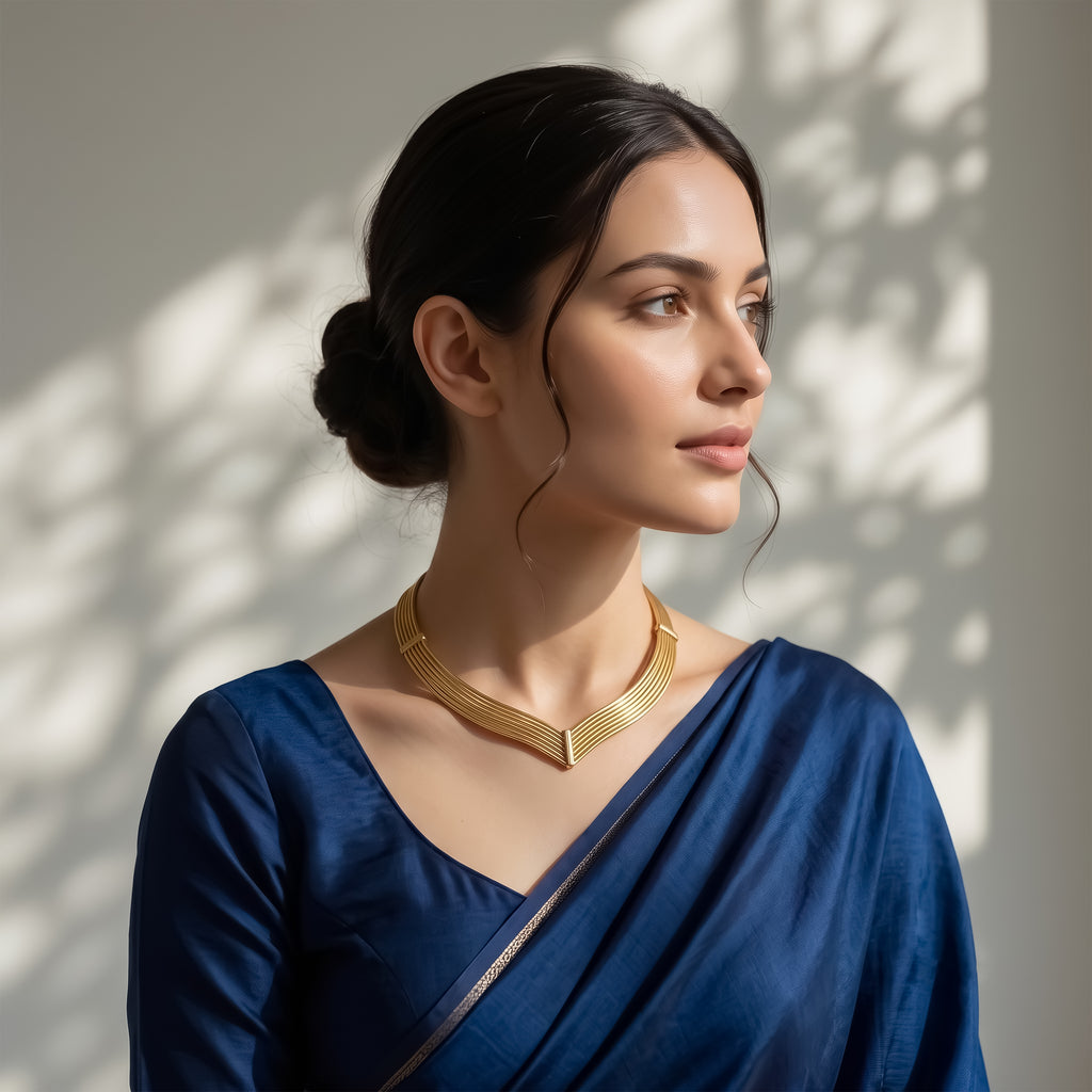 Auric V Collar Statement Necklace | Gold Finish