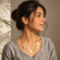 GeoForm Statement Necklace | Matte Gold Finish