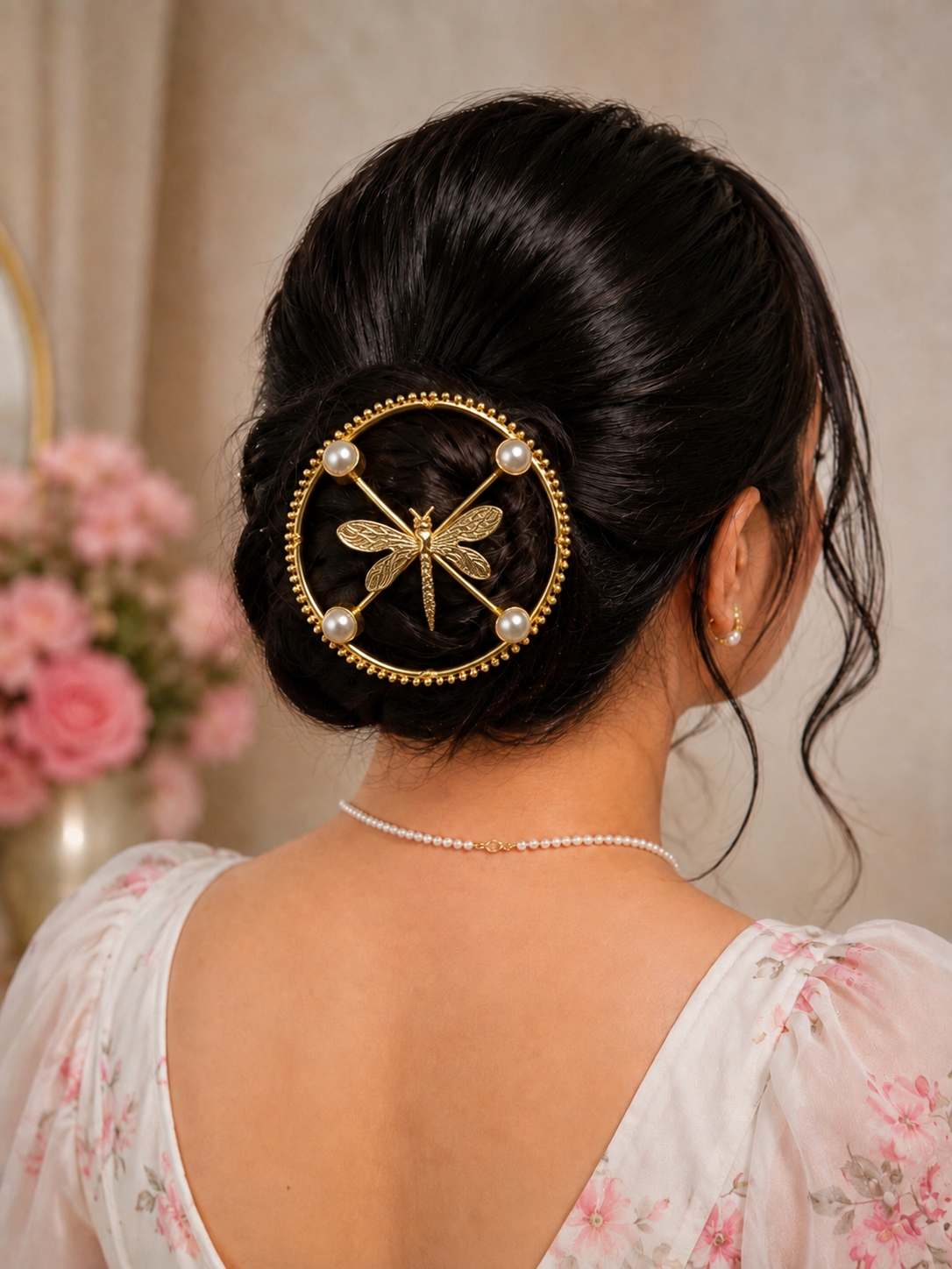 Pearl Dragonfly Hair Bun Pin