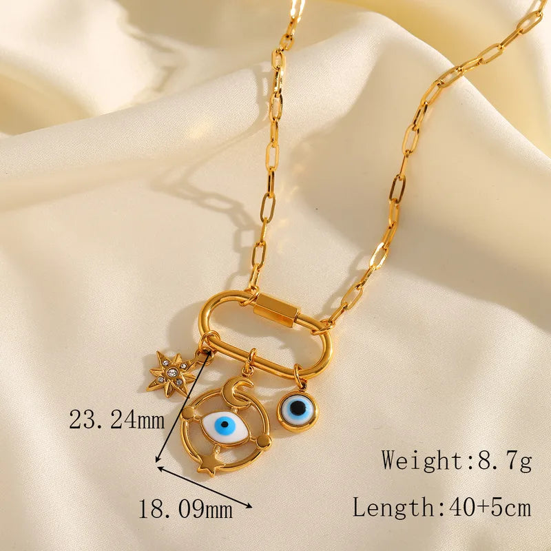 Astro Evil Eye Lock Pendant Chain